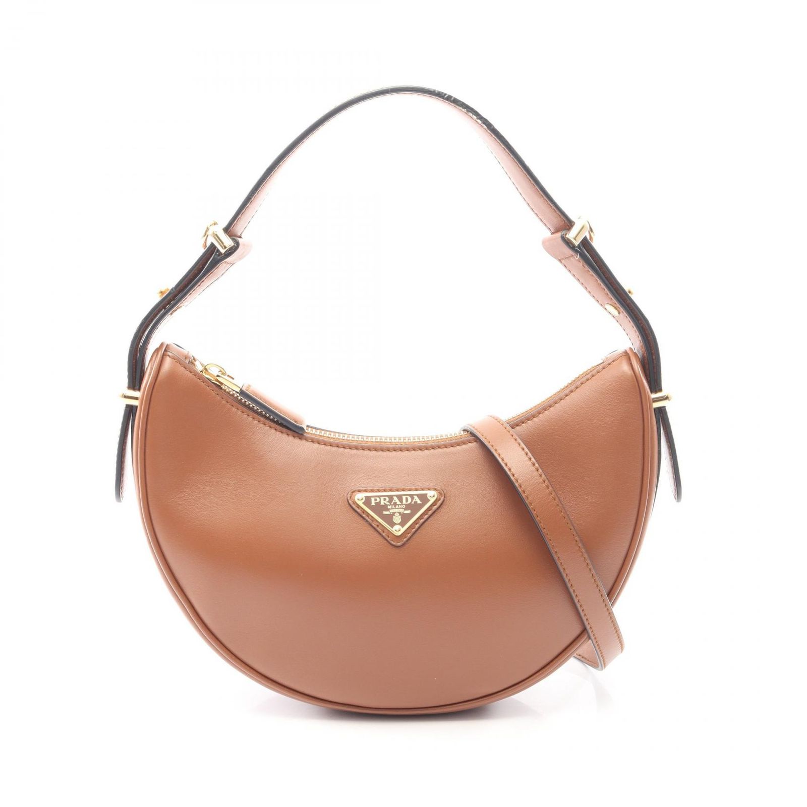 プラダ PRADA ハンドバッグ アーケ スモール 2WAY 1BC194 ブラウン レザー アーケ スモール 2wayショルダー レディース Used B