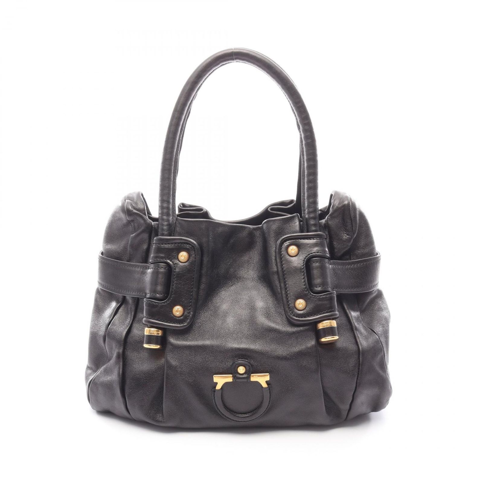 サルヴァトーレフェラガモ Salvatore Ferragamo ハンドバッグ ガンチーニ ブラック レザー ガンチーニ ハンドバッグ レディース Used B