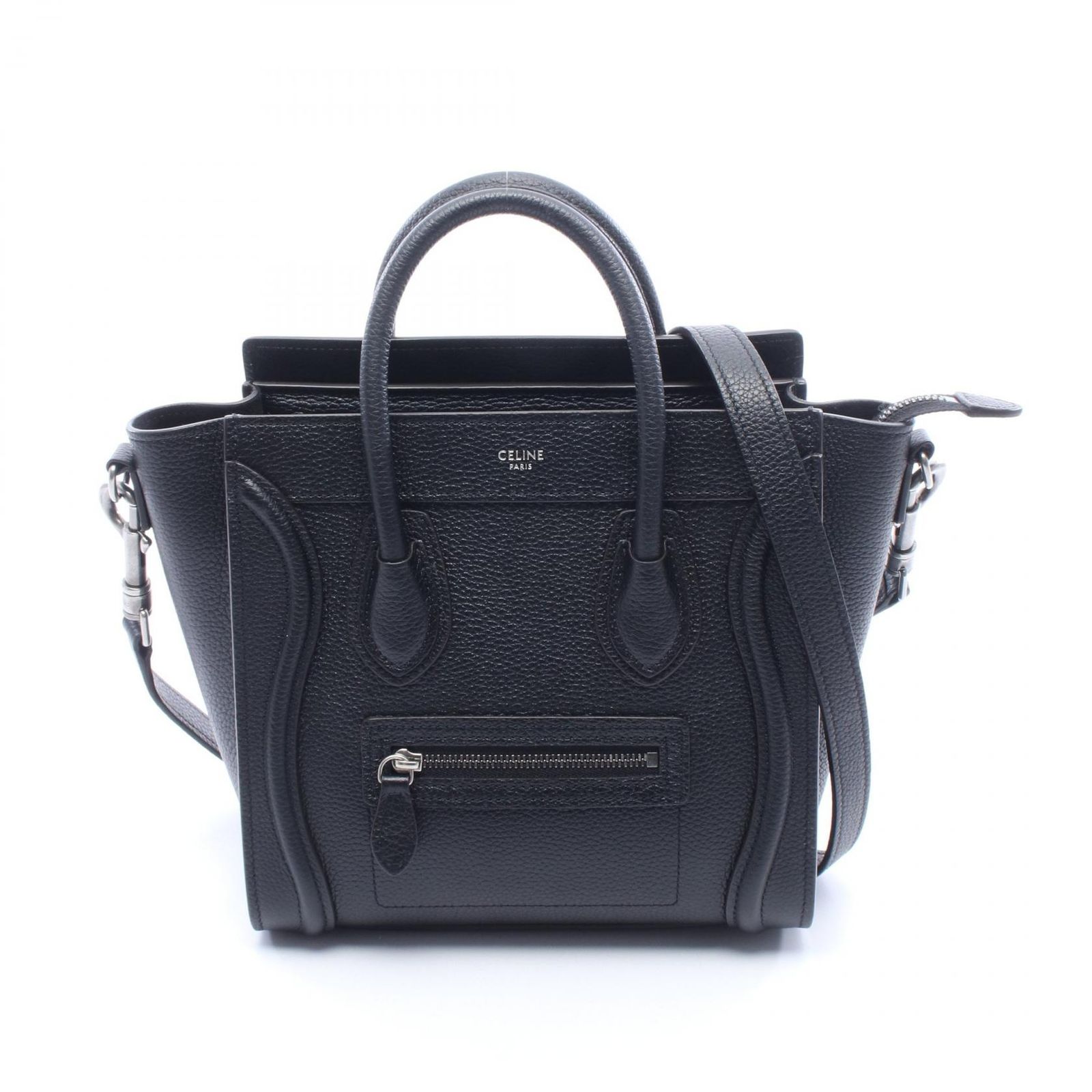 セリーヌ CELINE ハンドバッグ ラゲージ ナノショッパー 2WAY ブラック レザー ラゲージ ナノ ショッパー レディース Used A