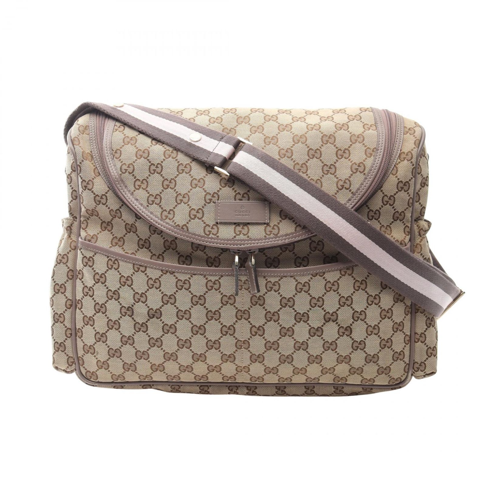 グッチ GUCCI ショルダーバッグ マザーズバッグ GGキャンバス 123326 ベージュ キャンバス レザー ショルダーバッグ レディース Used A