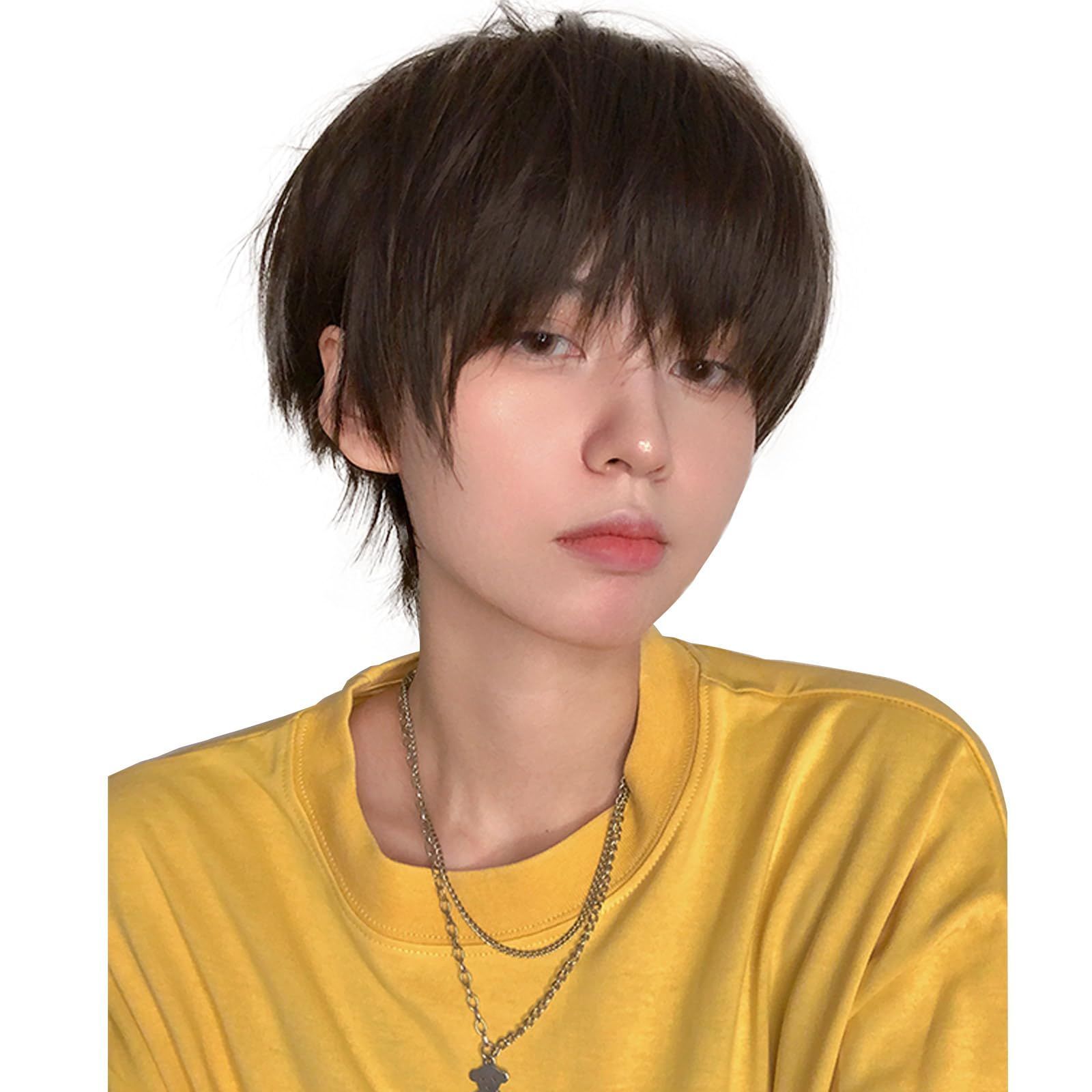 在庫処分 黒髪 短髪 メンズ 男装 ウィッグ ウィッグ 男性用 かっこいい かつら メンズ ハンサム ショート 男女兼用 コスプレ Villo かつら wig(ライドブラウン)