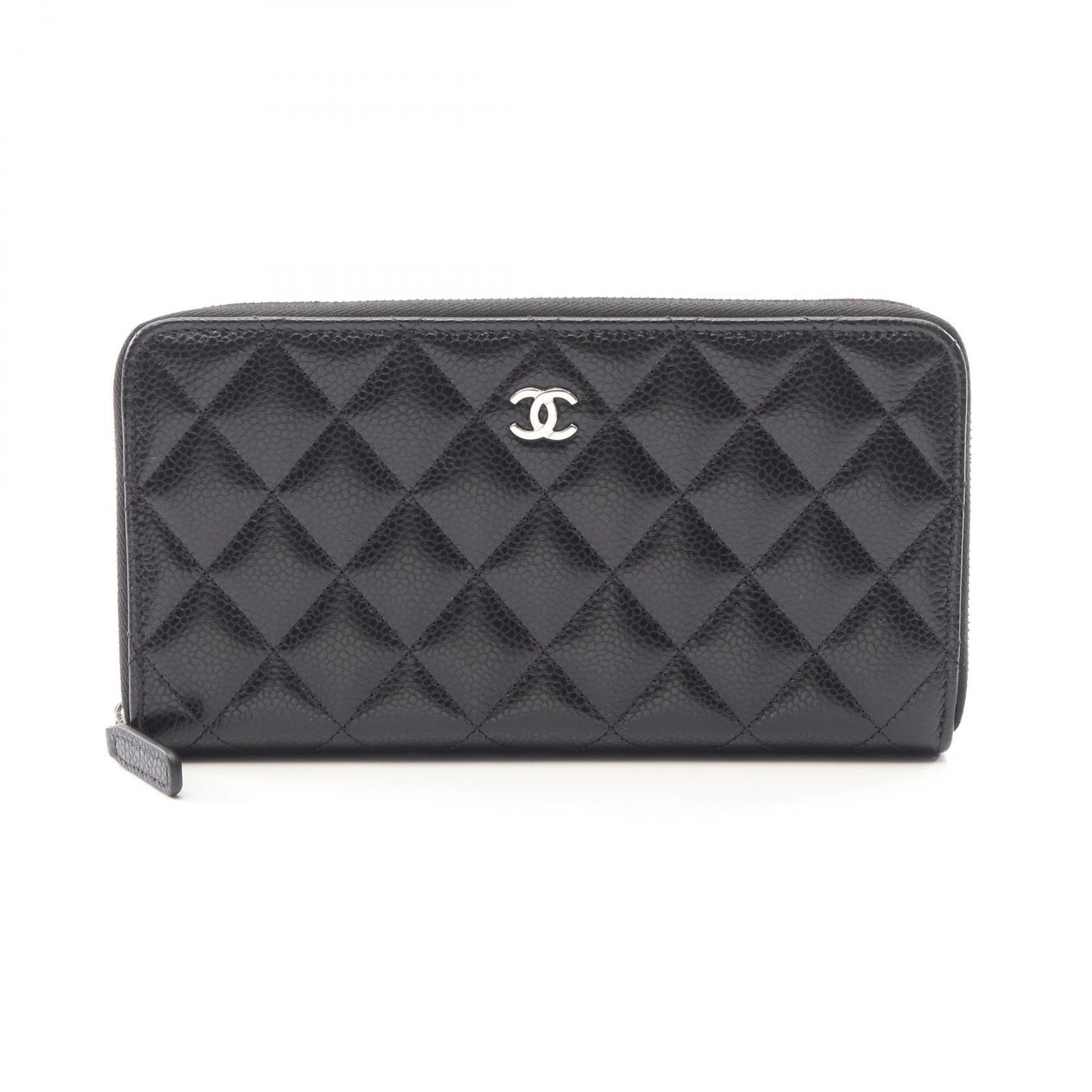 シャネル CHANEL ラウンド長財布 クラシック ロング ジップ ウォレット マトラッセ ブラック キャビアスキン(グレインドカーフ) マトラッセ ラウンド長財布