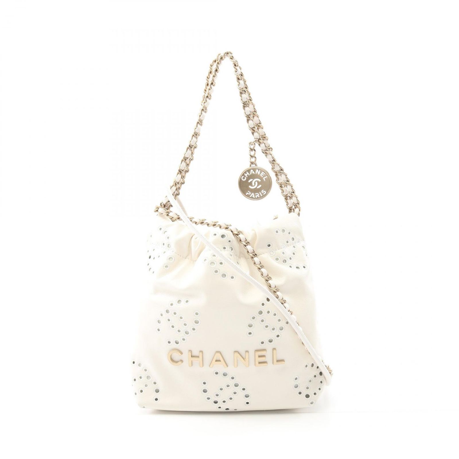 シャネル CHANEL ショルダーバッグ CHANEL 22 ミニ ホワイト レザー CHANEL22 2wayチェーンショルダー レディース 未使用