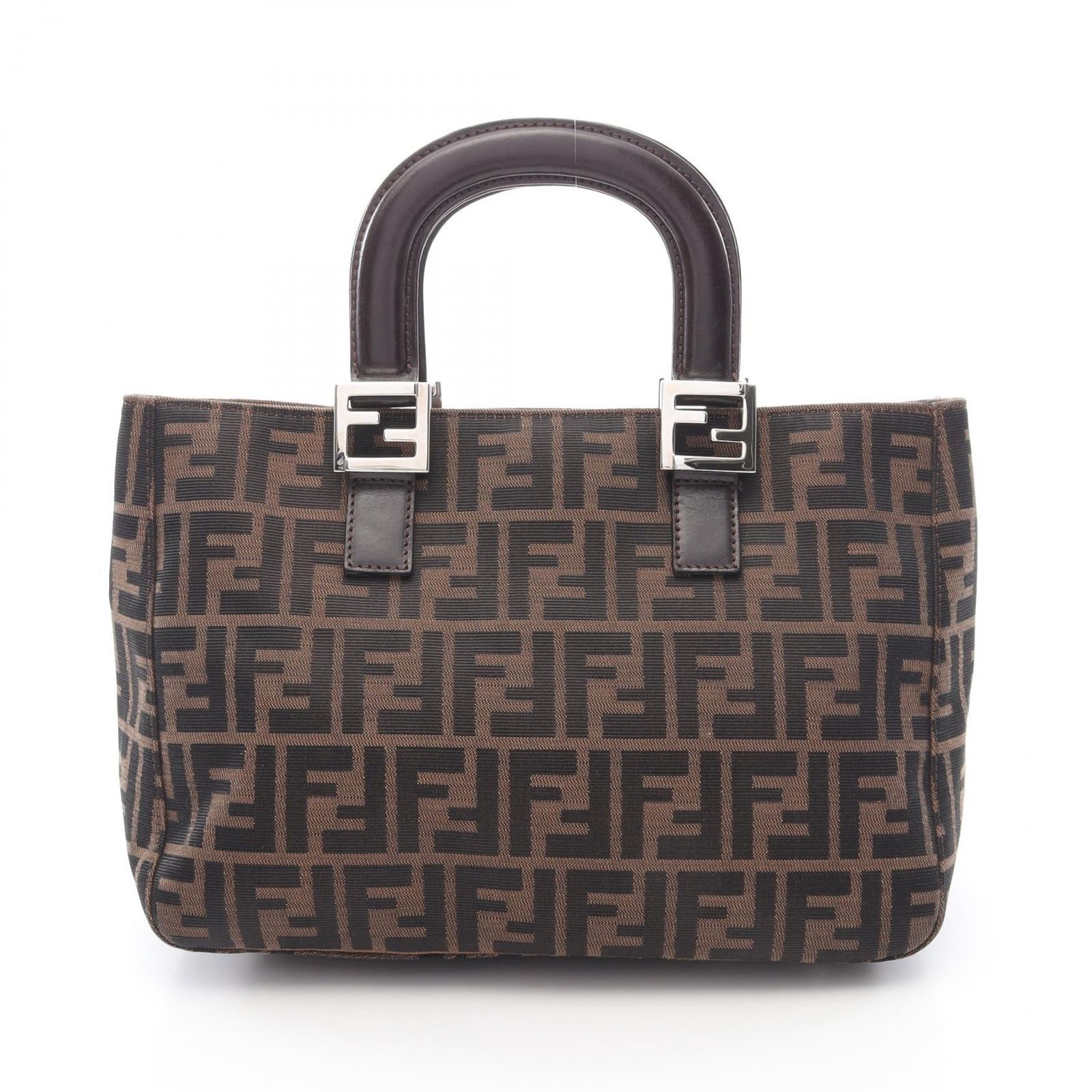 フェンディ FENDI トートバッグ ズッカ ブラウン キャンバス レザー ズッカ ハンドバッグ レディース Used A