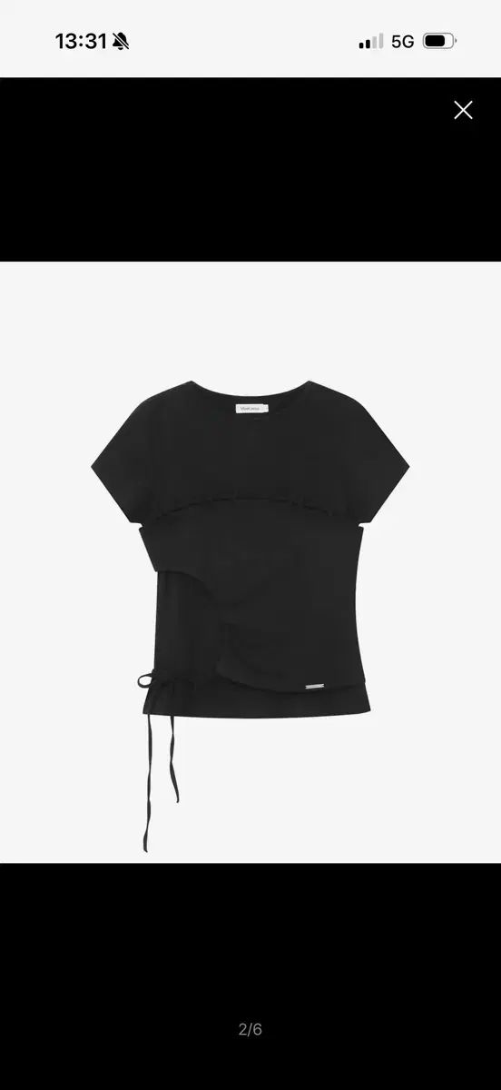 ミセキソウル String shirring short sleeve BLACK