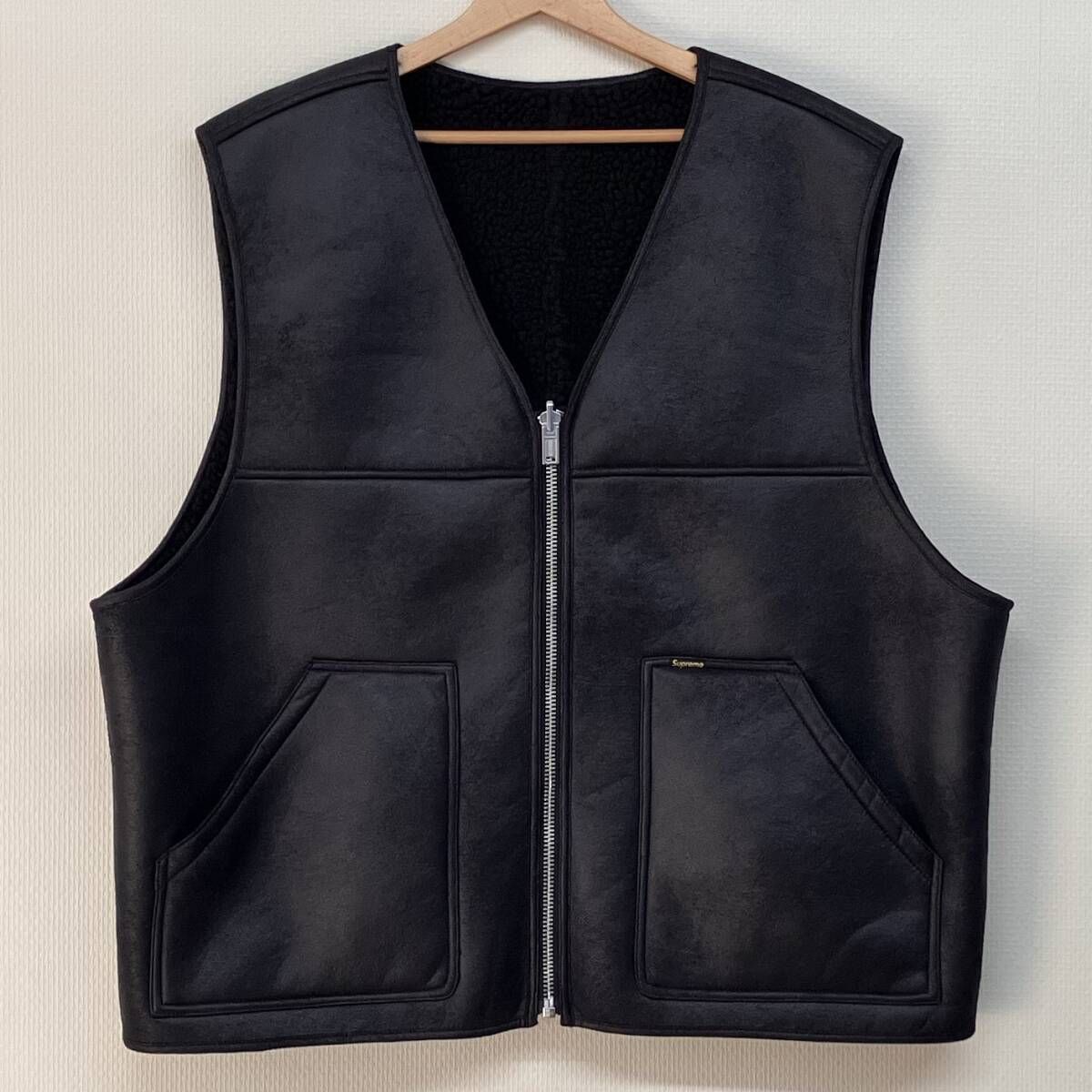 Supreme Reversible Faux Shearling Work Vest Black シュプリーム