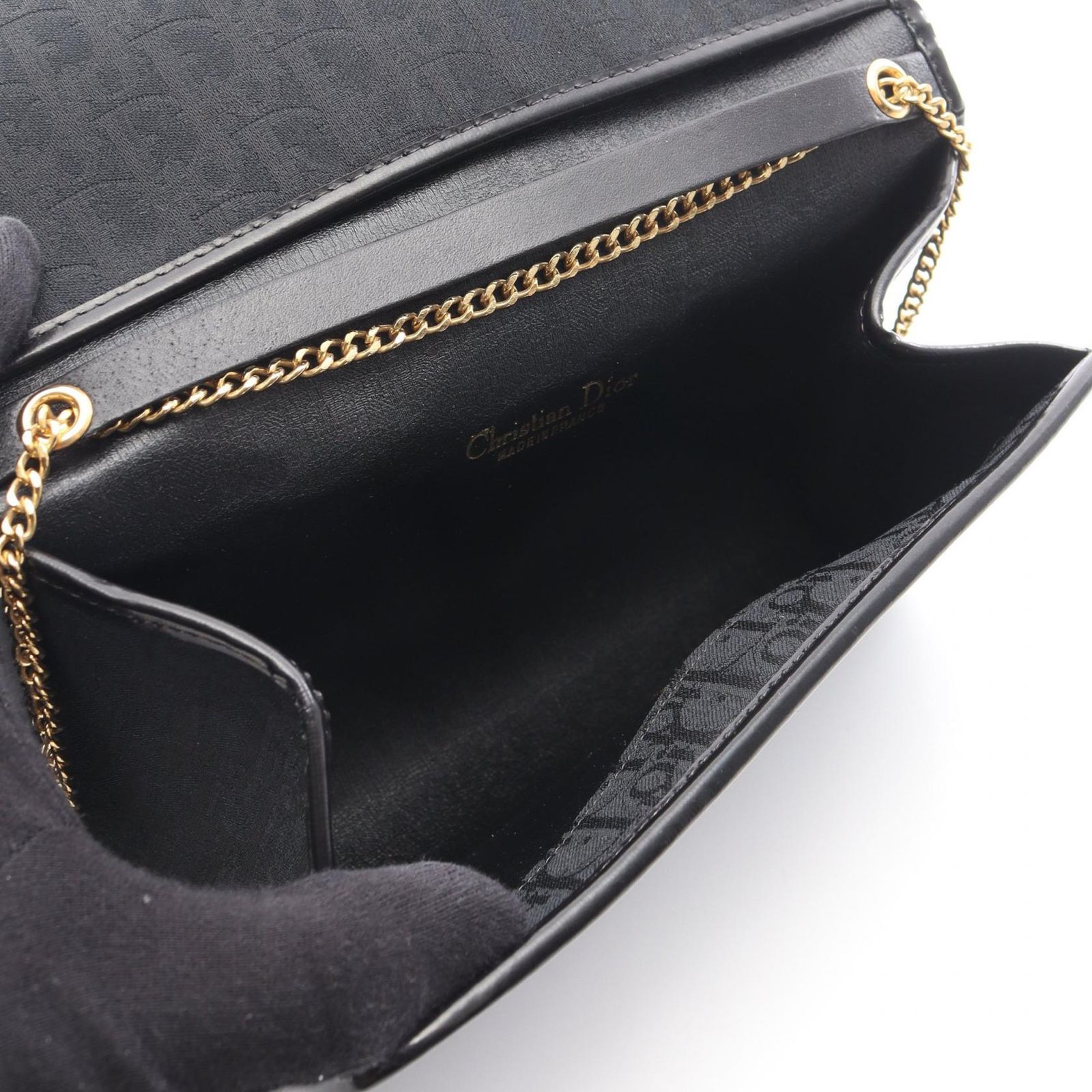 ディオール Dior ショルダーバッグ トロッター ブラック キャンバス 