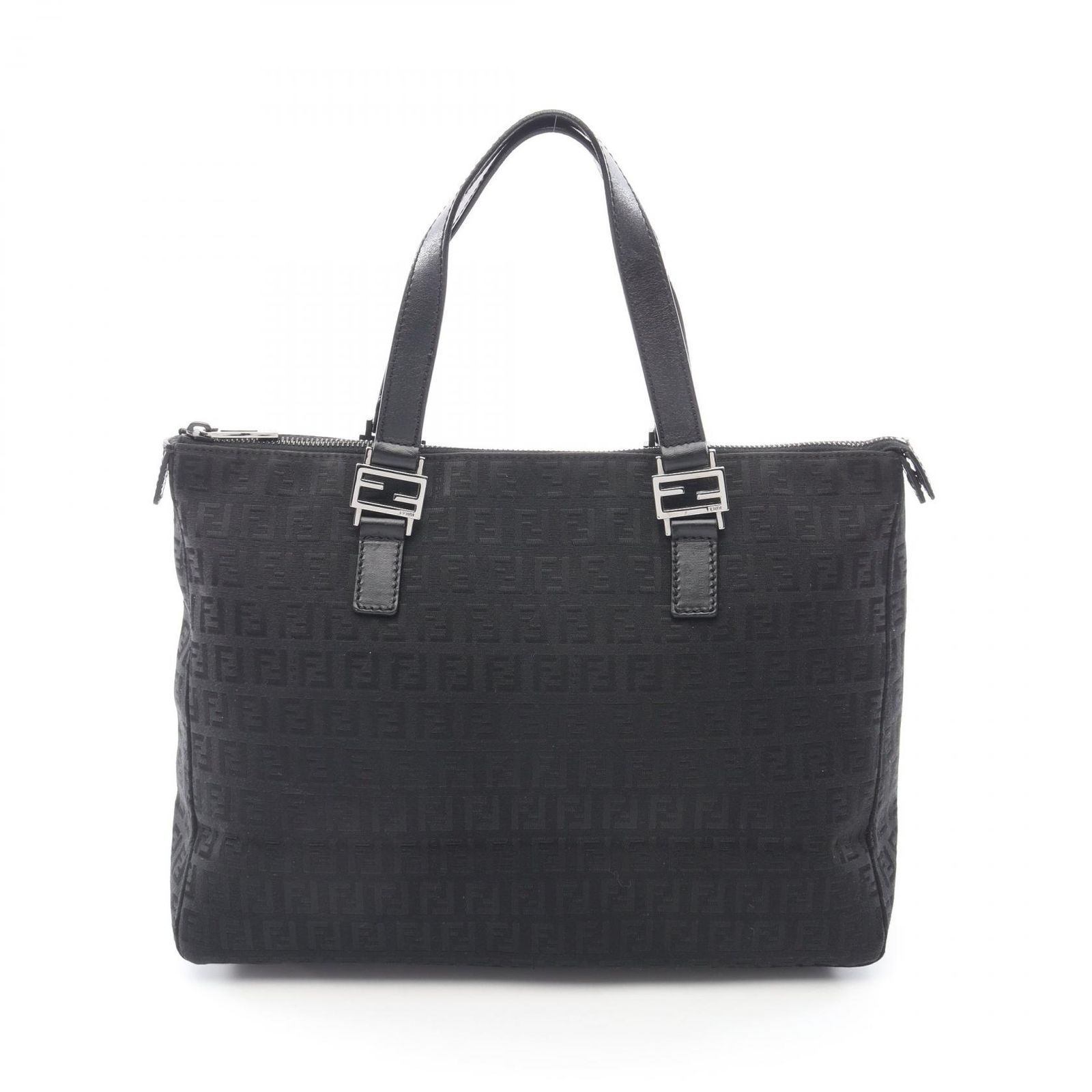 フェンディ FENDI トートバッグ ズッキーノ ブラック キャンバス レザー ズッキーノ ハンド レディース Used A
