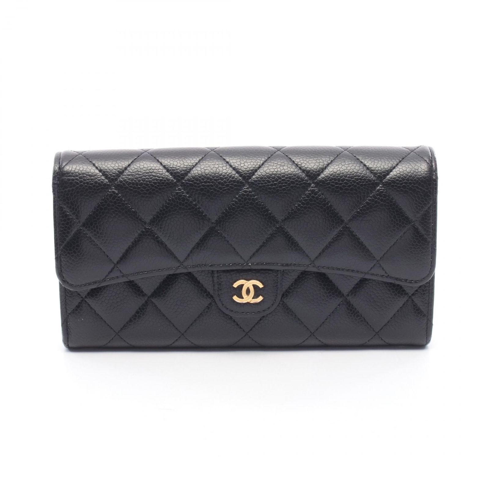 シャネル CHANEL 二つ折り長財布 クラシック ロング フラップ ウォレット マトラッセ AP0241 ブラック キャビアスキン(グレインドカーフ) マトラッセ ロングフラップウォレット