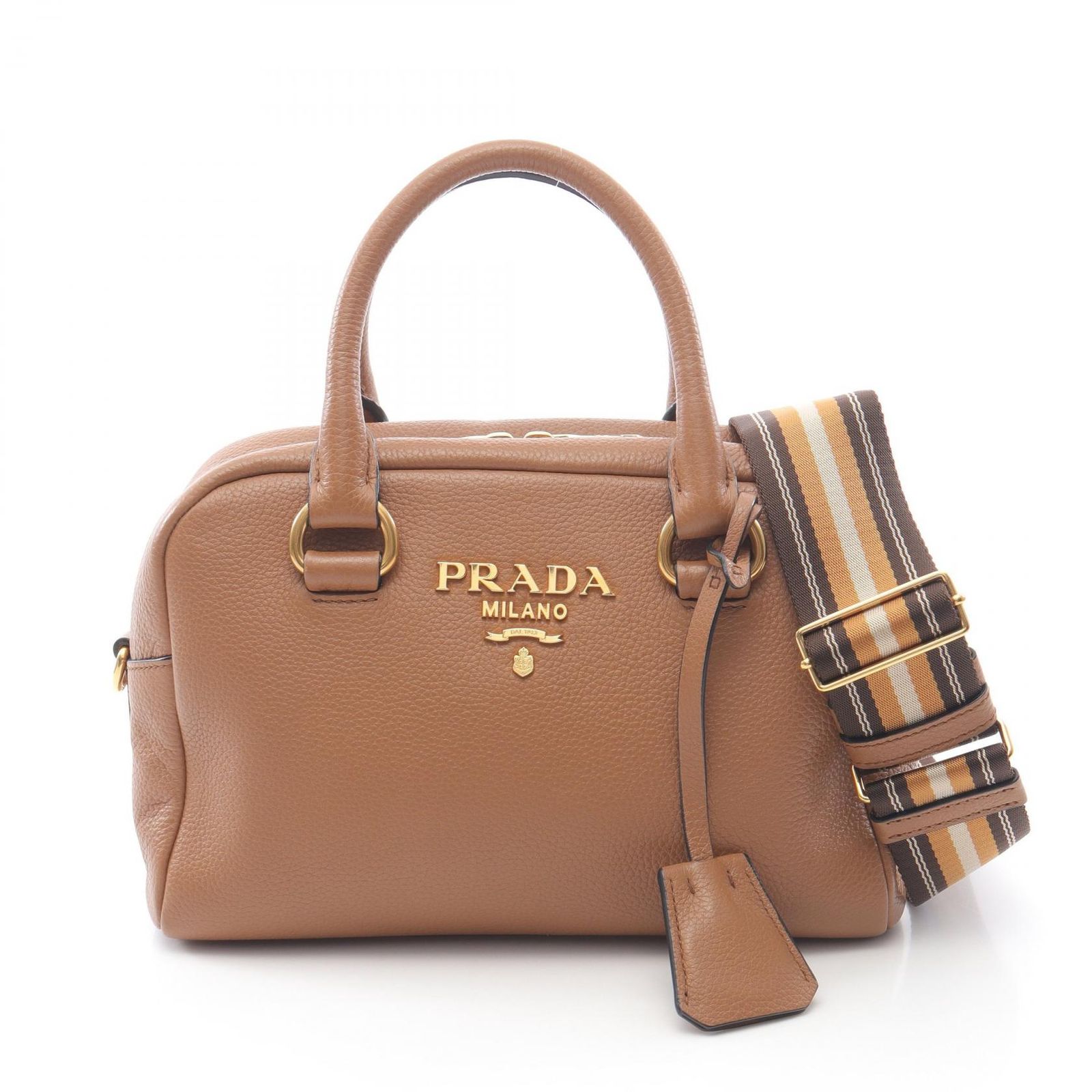 プラダ PRADA ハンドバッグ 1BB108 キャメル レザー 2wayハンドバッグ レディース Used A