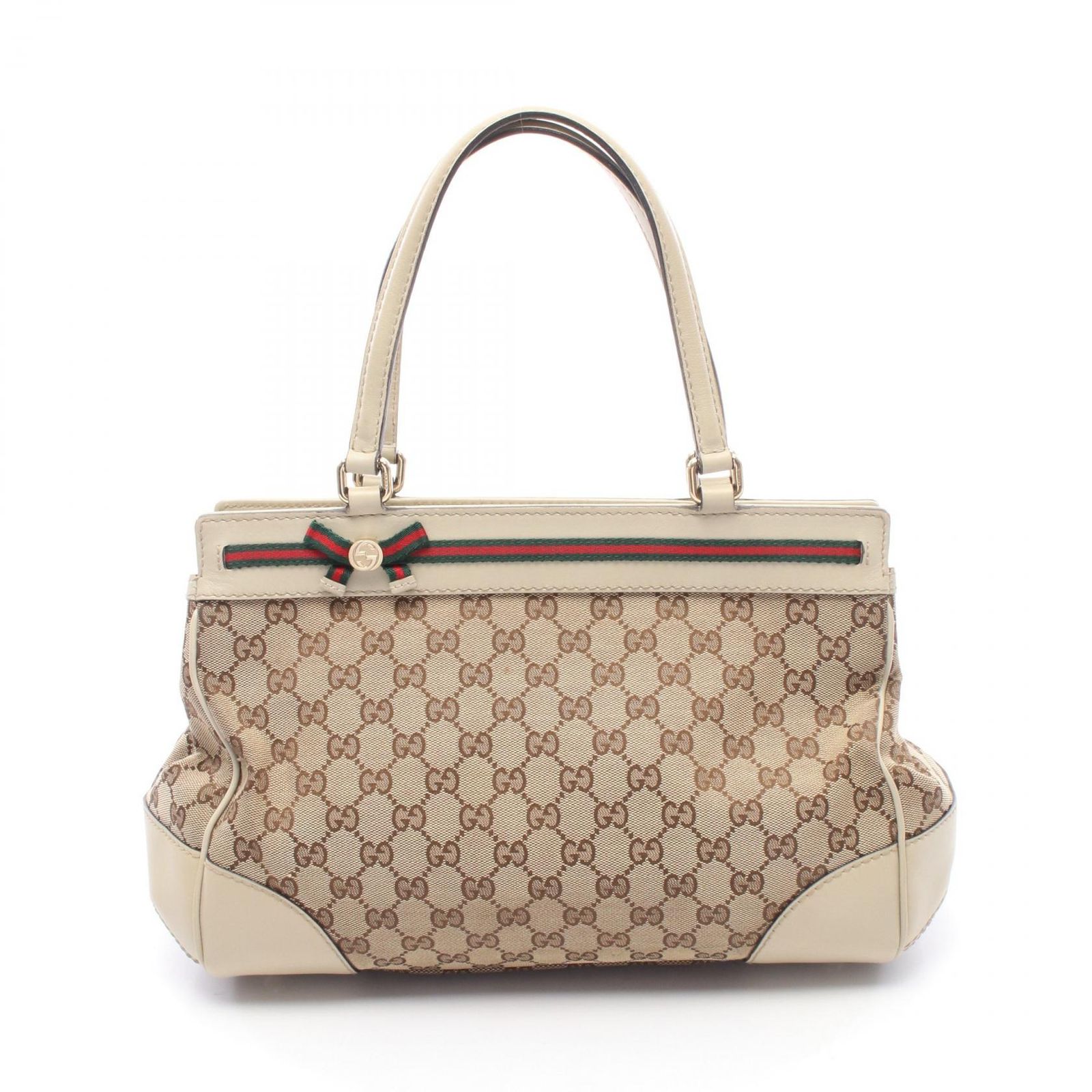 グッチ GUCCI トートバッグ メイフェア GGキャンバス シェリーライン 257063 ベージュ キャンバス レザー メイフェア トートバッグ レディース Used B