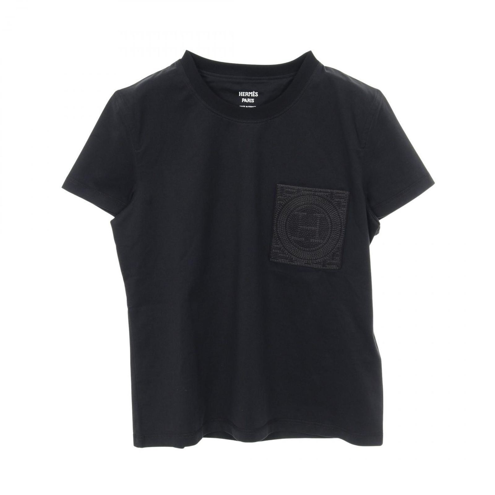 エルメス HERMES カットソー H刺繍 ポケット コットン Tシャツ レディース 未使用