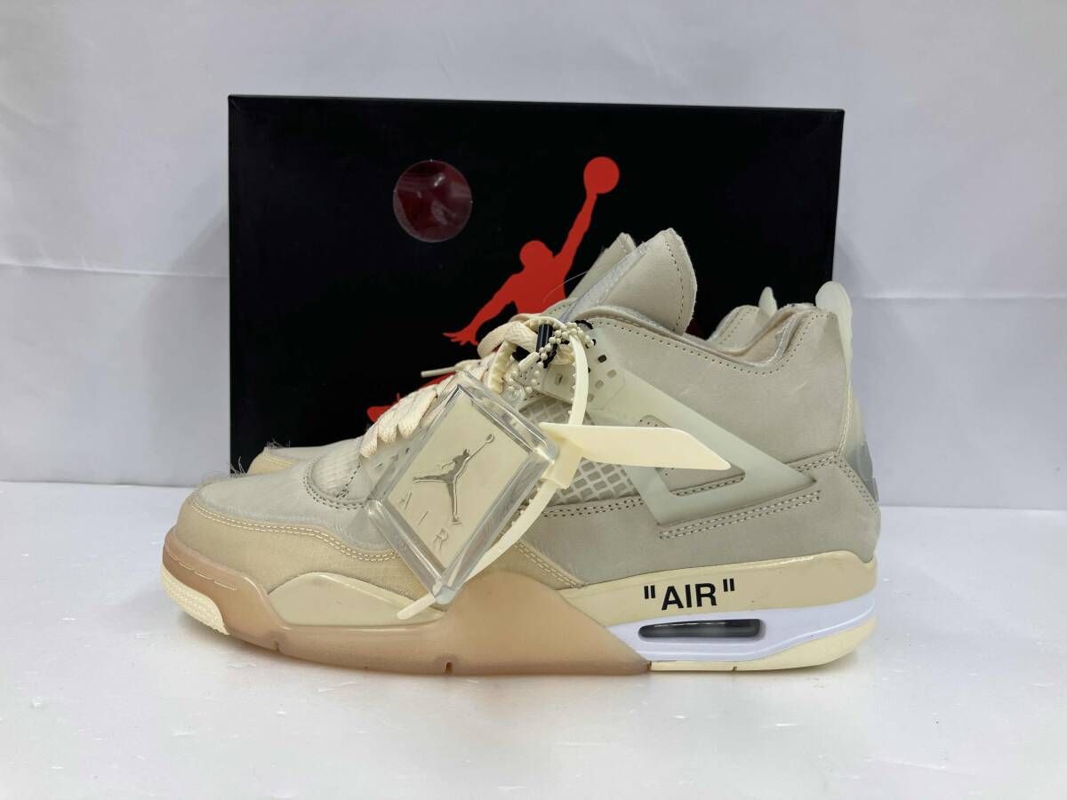 美品 NIKE×Off White ナイキ×オフホワイト WOMEN'S AIR JORDAN 4 SP ウィメンズ エアジョーダン4SP CV9388-100 箱 替紐 27.5 セイル 通年