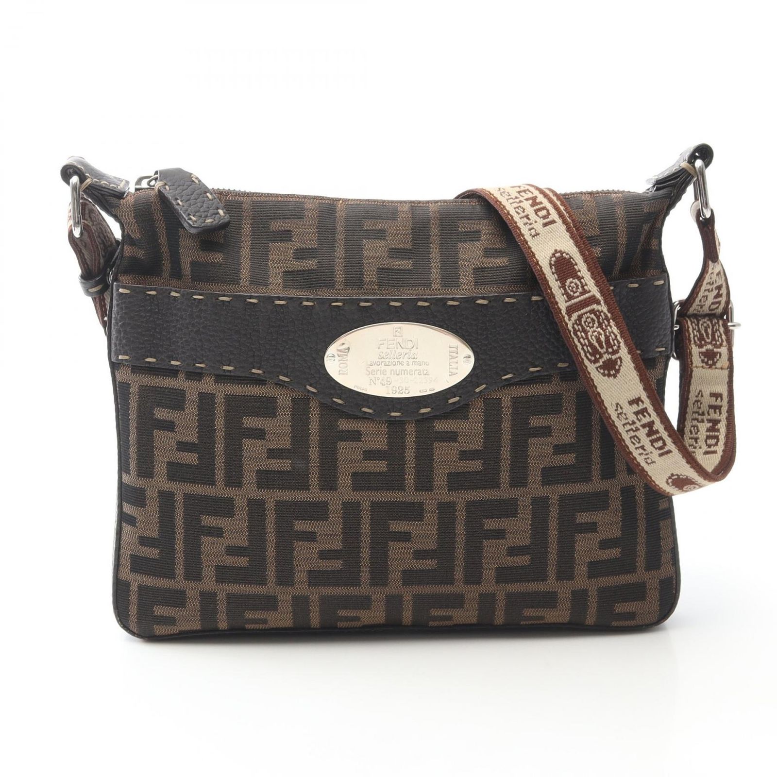 フェンディ FENDI ショルダーバッグ セレリア ズッカ 8BT092 ダークブラウン/ブラウン キャンバス レザー セレリア ズッカ ショルダー レディース Used B