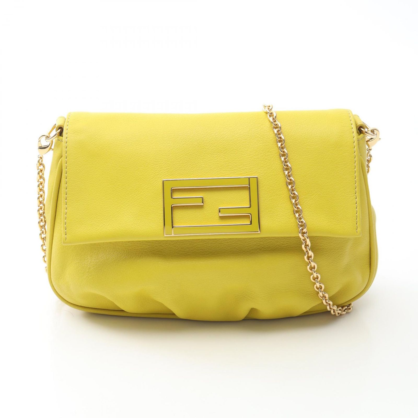 フェンディ FENDI ショルダーバッグ 8M0276-D16 イエロー レザー チェーンショルダー レディース Used B 58,190円