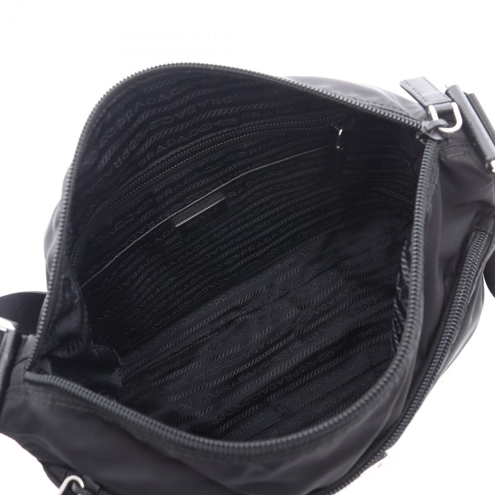 ★3日以内返品可★ 美品 PRADA プラダ VELA SPORT テスート ショルダーバッグ トライアングルロゴ BT0420 ショルダーバッグ ブラック ナイロン サフィアーノ レディース PRADA（プラダ） TESSUTO+VITELLO テスート トライアングルロゴ