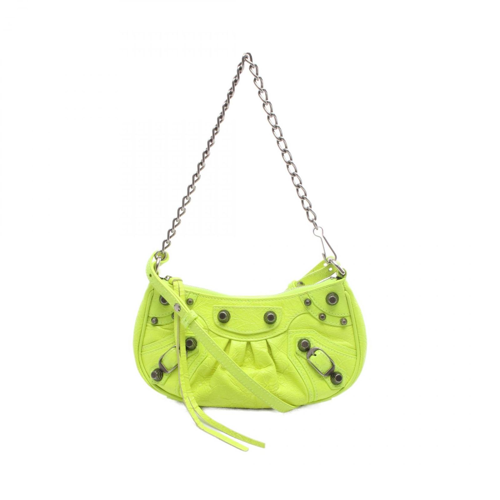 バレンシアガ BALENCIAGA ハンドバッグ LE CAGOLE MINI BB ル カゴール ミニ ネオンイエロー レザー ル・カゴール ミニ パース レディース Used B