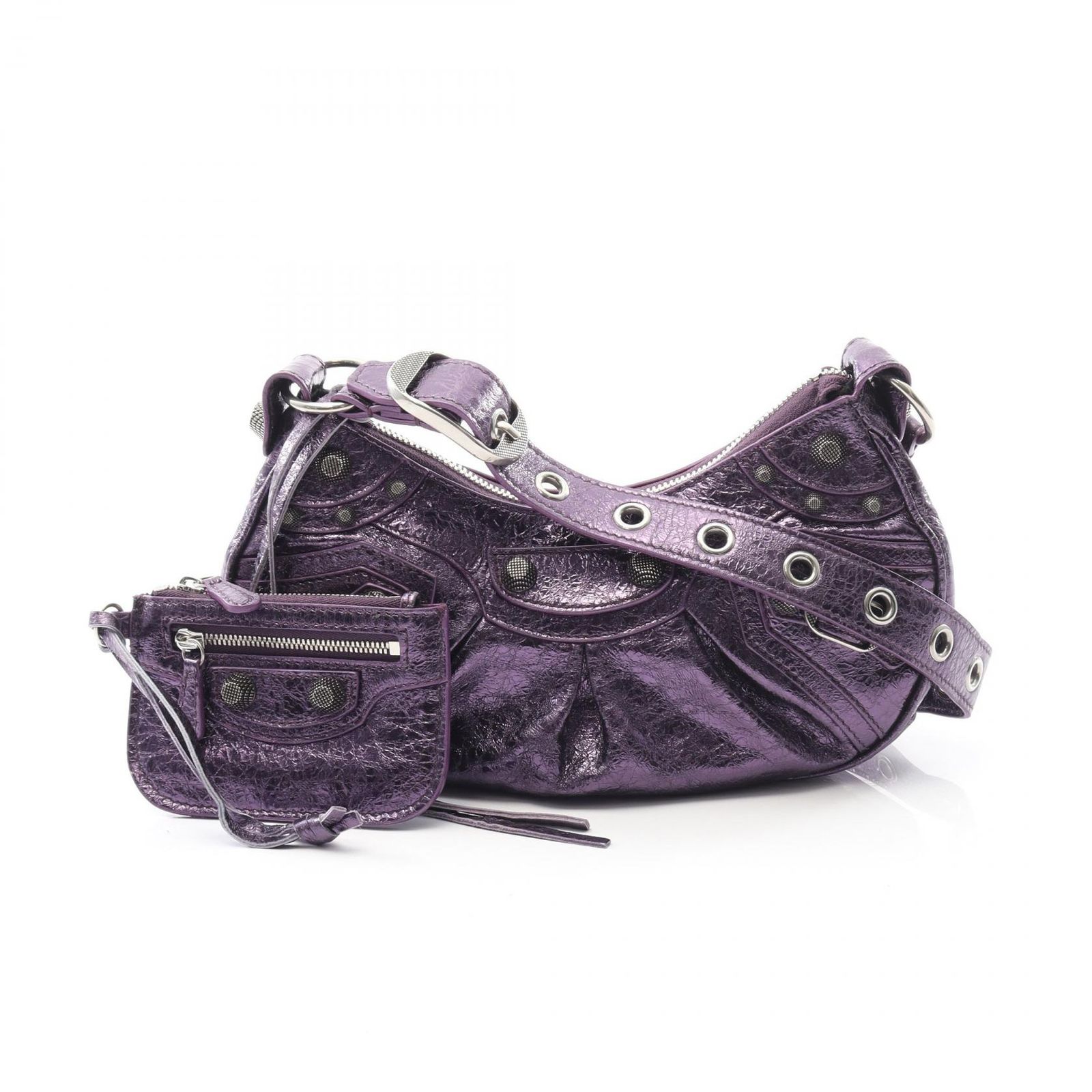 バレンシアガ BALENCIAGA ショルダーバッグ LE CAGOLE XS ル カゴール 671309 メタリックパープル レザー ル・カゴール XS レディース Used A