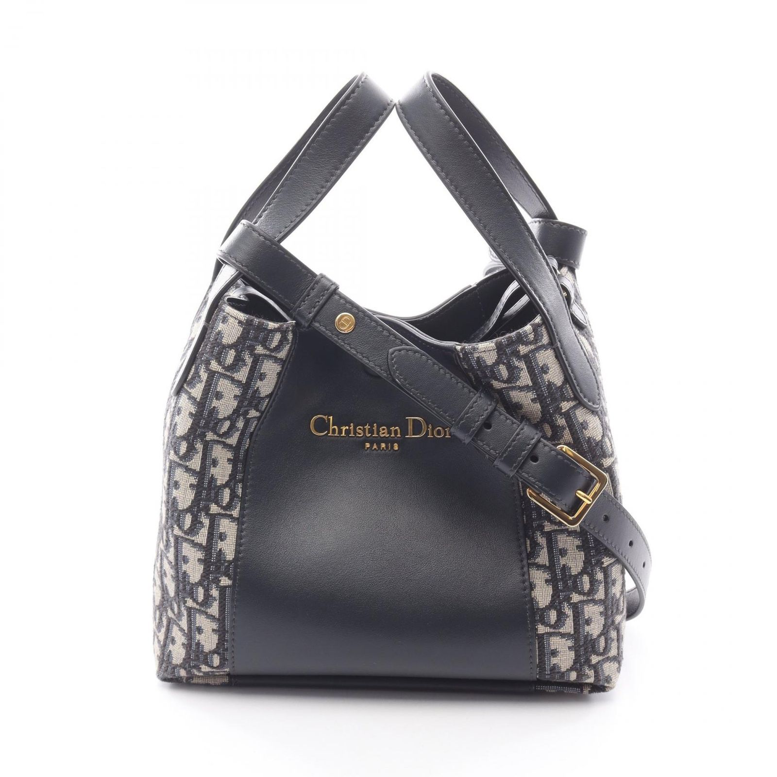 ディオール Dior ハンドバッグ Signature バケットバッグ スモール オブリーク ジャカード M2840UTZQM928 ネイビー キャンバス レザー オブリーク バケットバッグ スモール