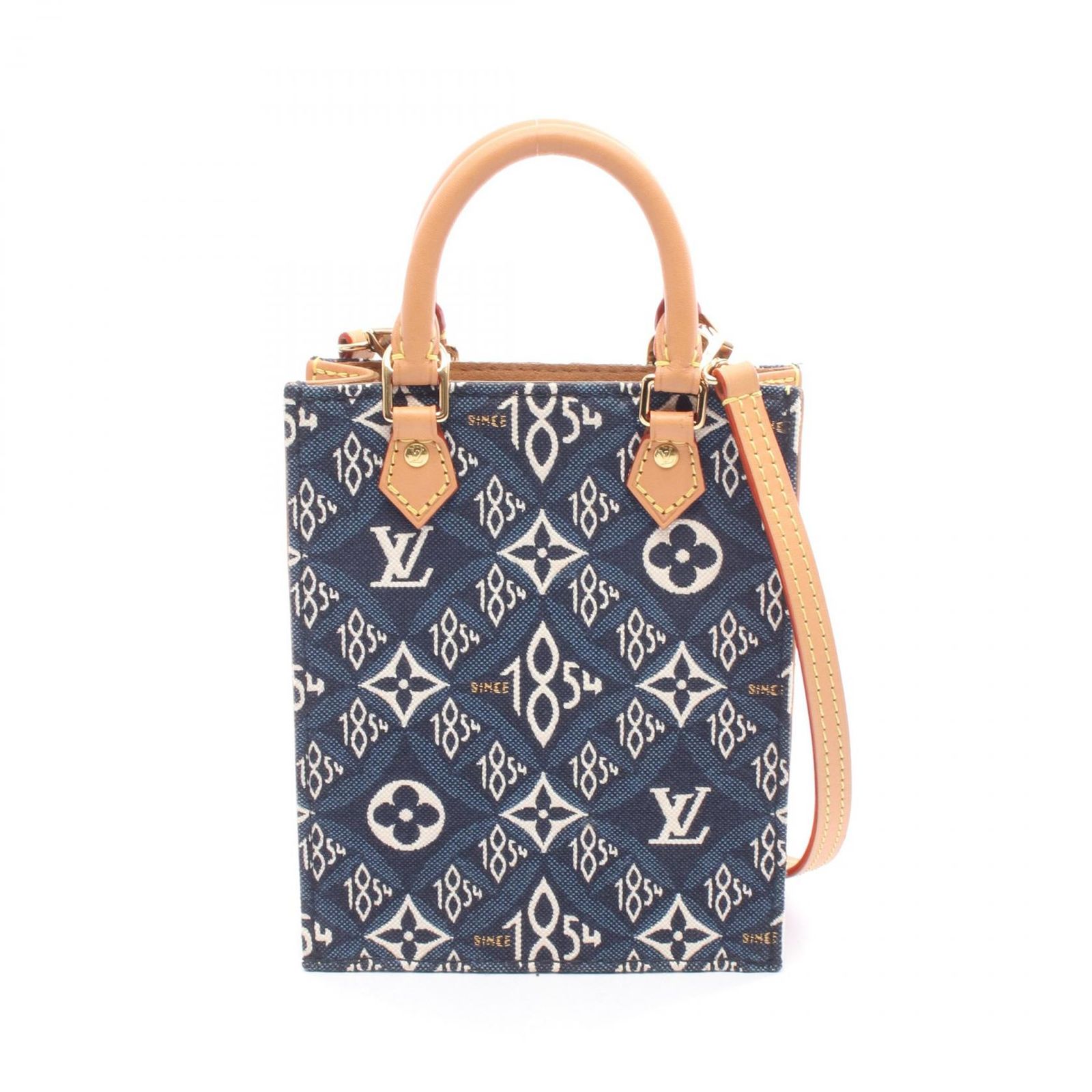 ルイ・ヴィトン LOUIS VUITTON ハンドバッグ プティット サックプラ Since 1854 M80288 ネイビー キャンバス レザー SINCE1854 プティット・サックプラ レディース Used A