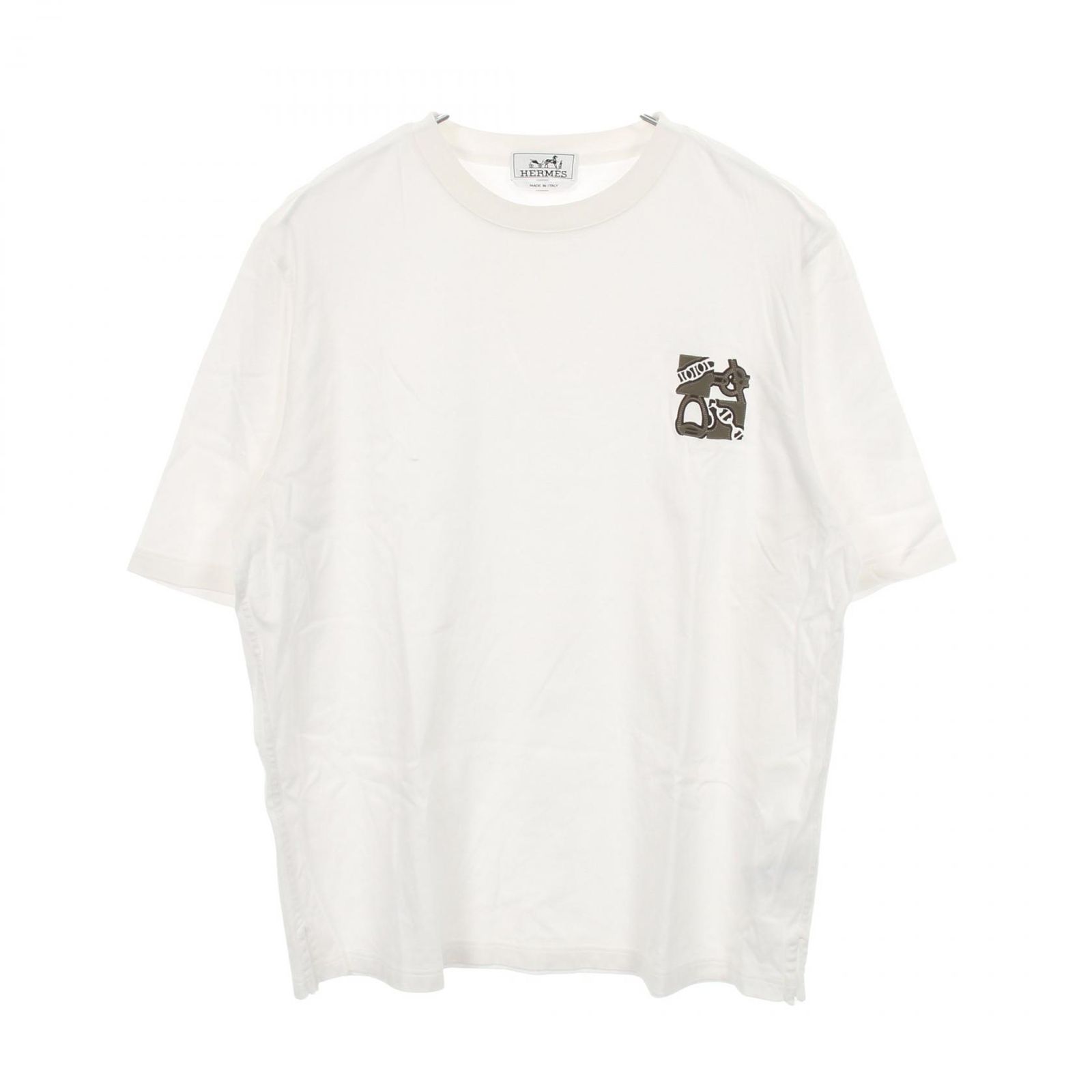 エルメス HERMES 半袖Tシャツ ミニパッチ メタルリー オ カレ コットン Tシャツ メンズ Used A