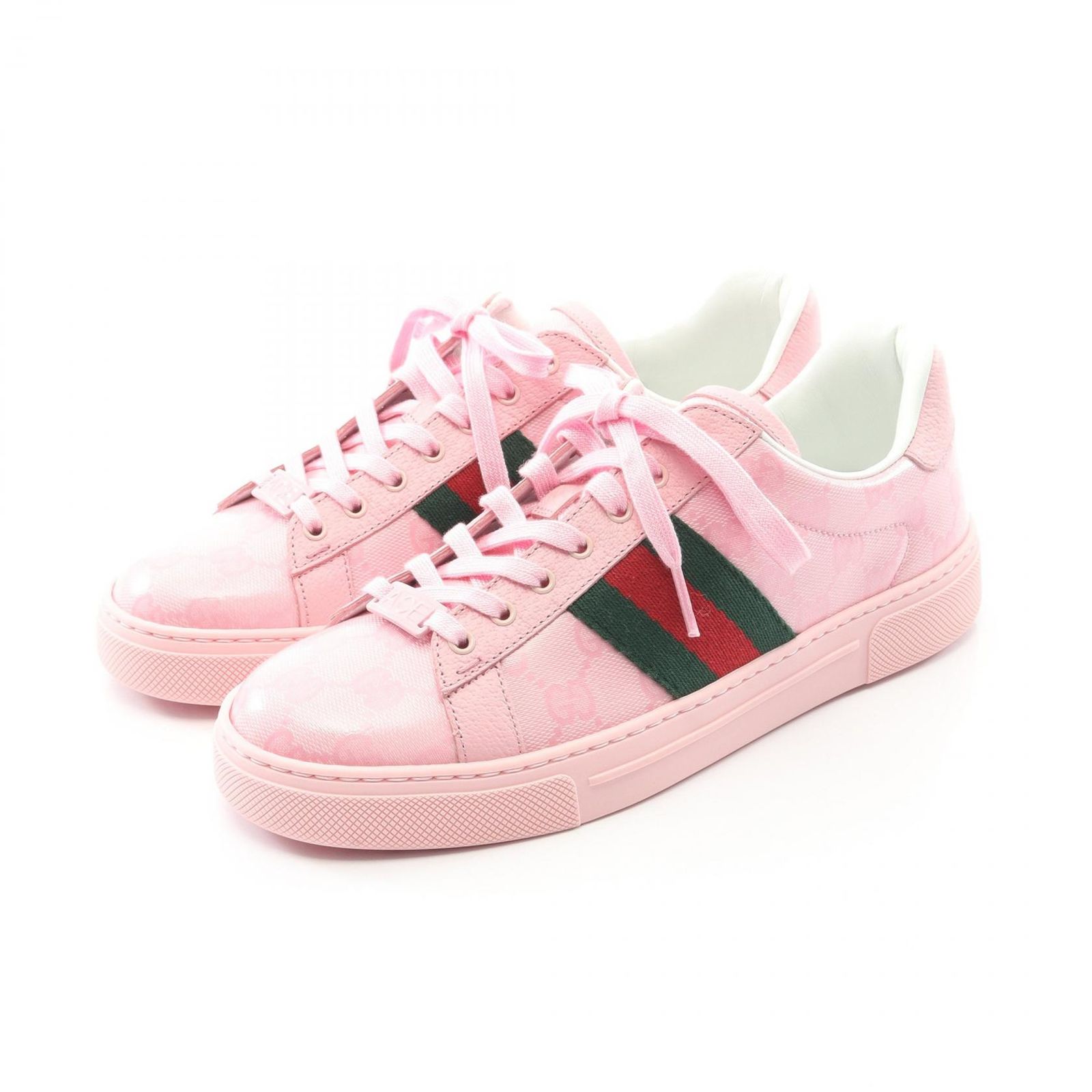 グッチ GUCCI スニーカー GGクリスタル ウェブ ストライプ PVCコーティングキャンバス レザー スニーカー レディース 未使用