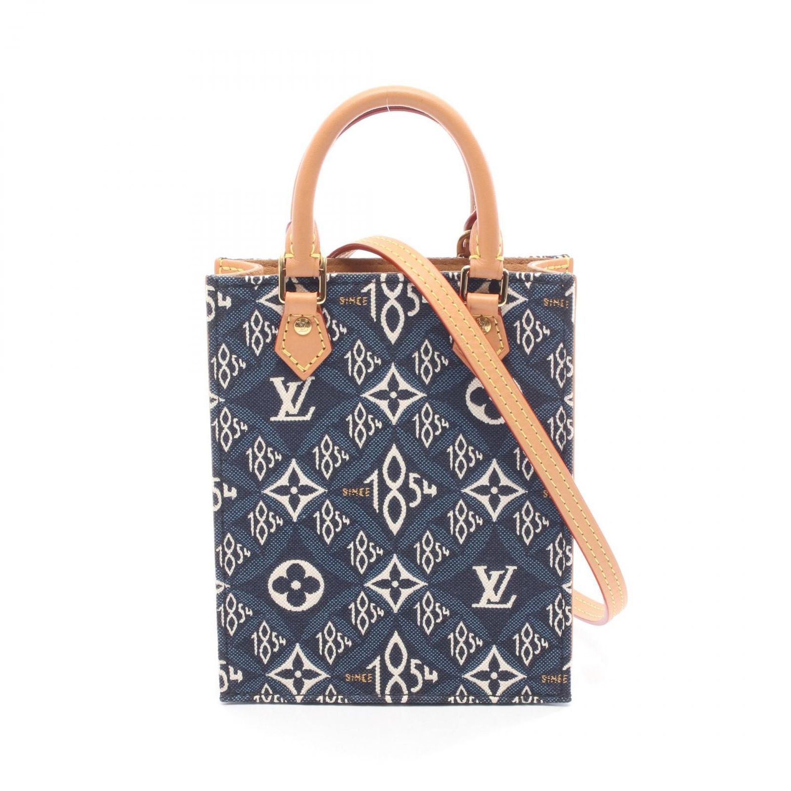 ルイ・ヴィトン LOUIS VUITTON ハンドバッグ プティット サックプラ Since 1854 M80288 ブルー キャンバス レザー SINCE1854 プティット・サックプラ レディース Used A
