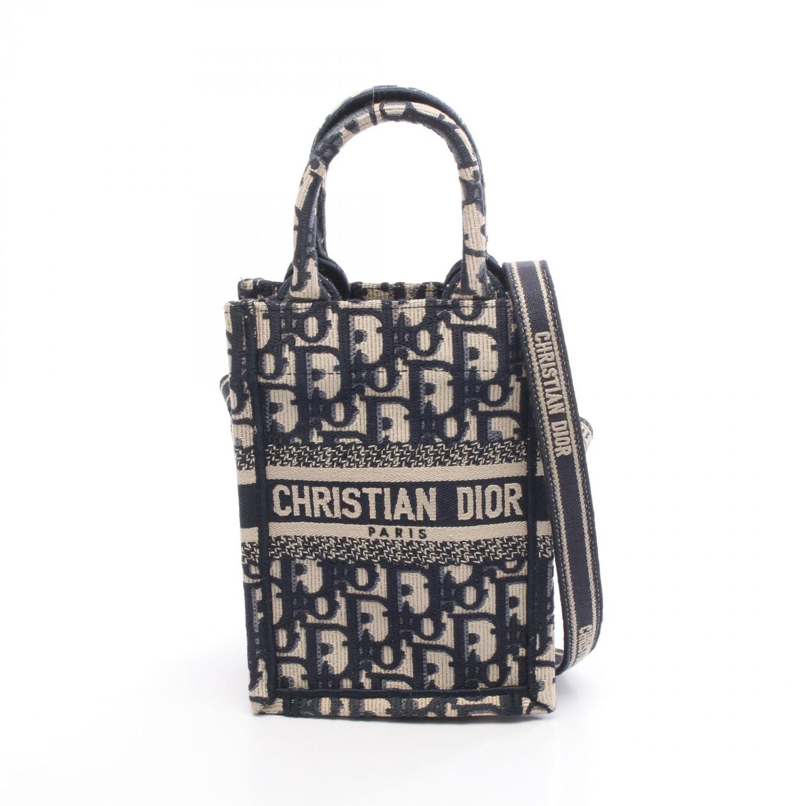 ディオール Dior ハンドバッグ BOOK TOTE ブックトート バーティカルバッグ ミニ フォンバッグ オブリーク ネイビー キャンバス オブリーク ブックトート ミニ バーティカルバッグ
