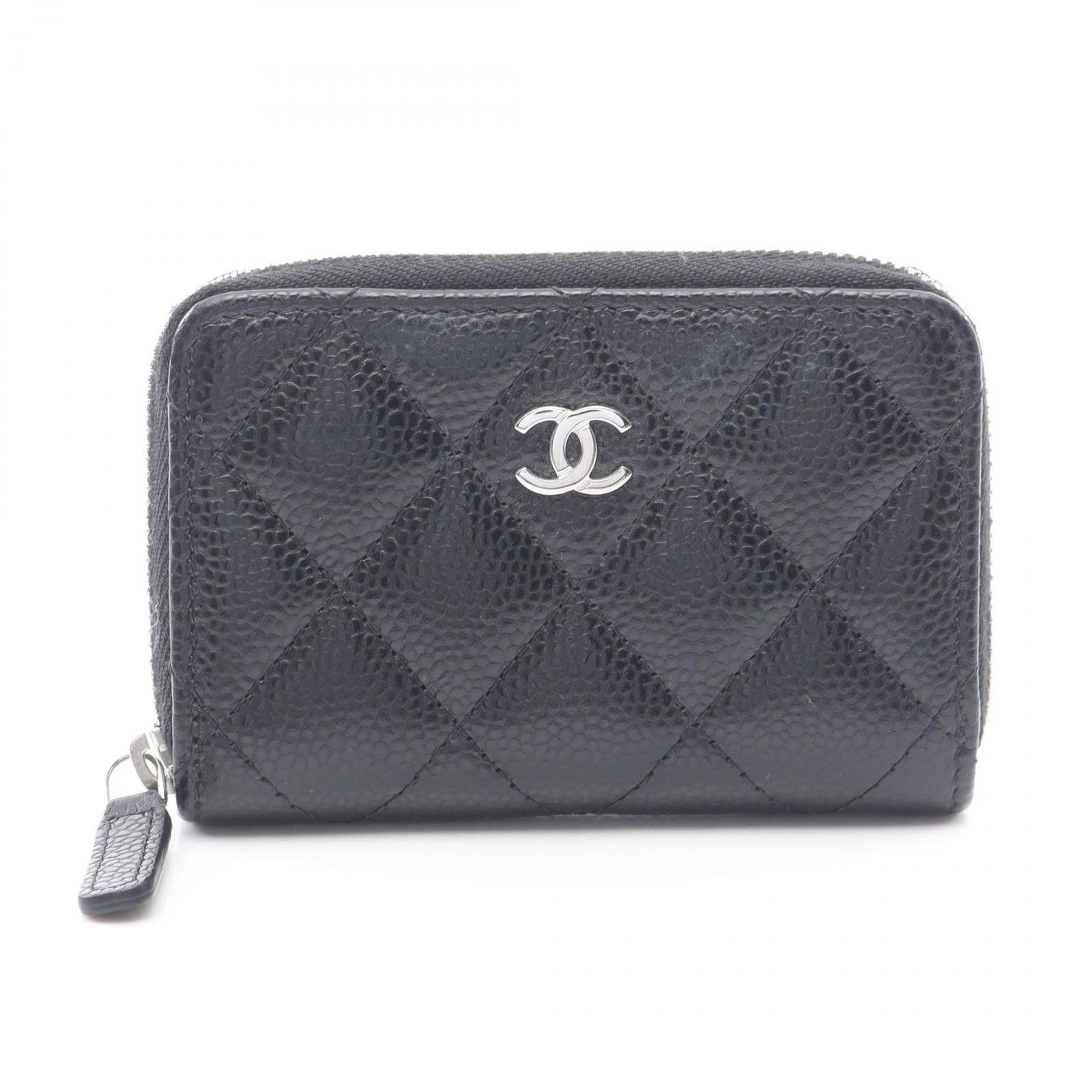 シャネル CHANEL コインケース クラシック ジップ コインパース マトラッセ AP0216 ブラック カーフ（牛革） マトラッセ コインケース レディース Used A