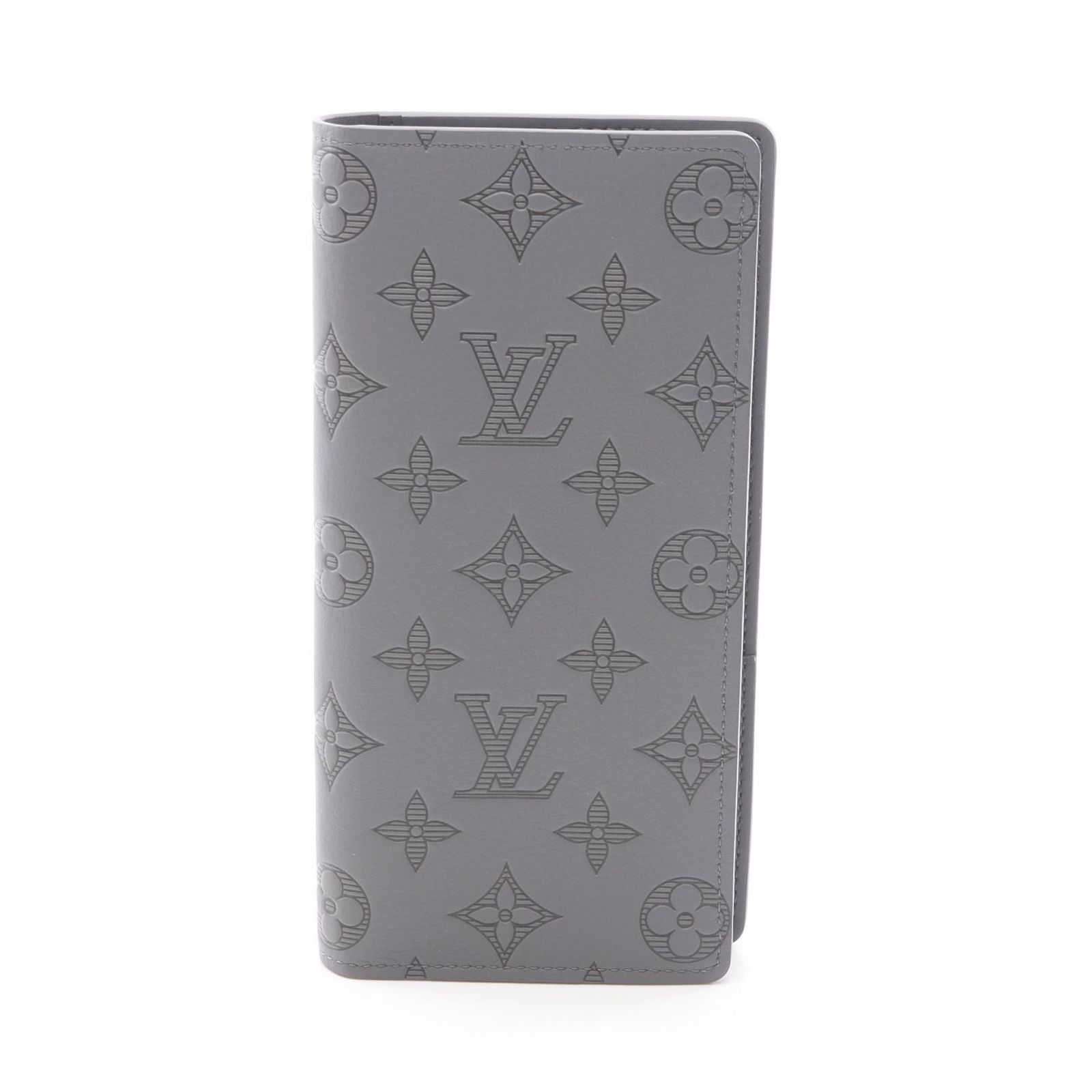 ルイ・ヴィトン LOUIS VUITTON 二つ折り長財布 ポルトフォイユブラザ M81335 グレー レザー ポルトフォイユ・ブラザ メンズ Used A