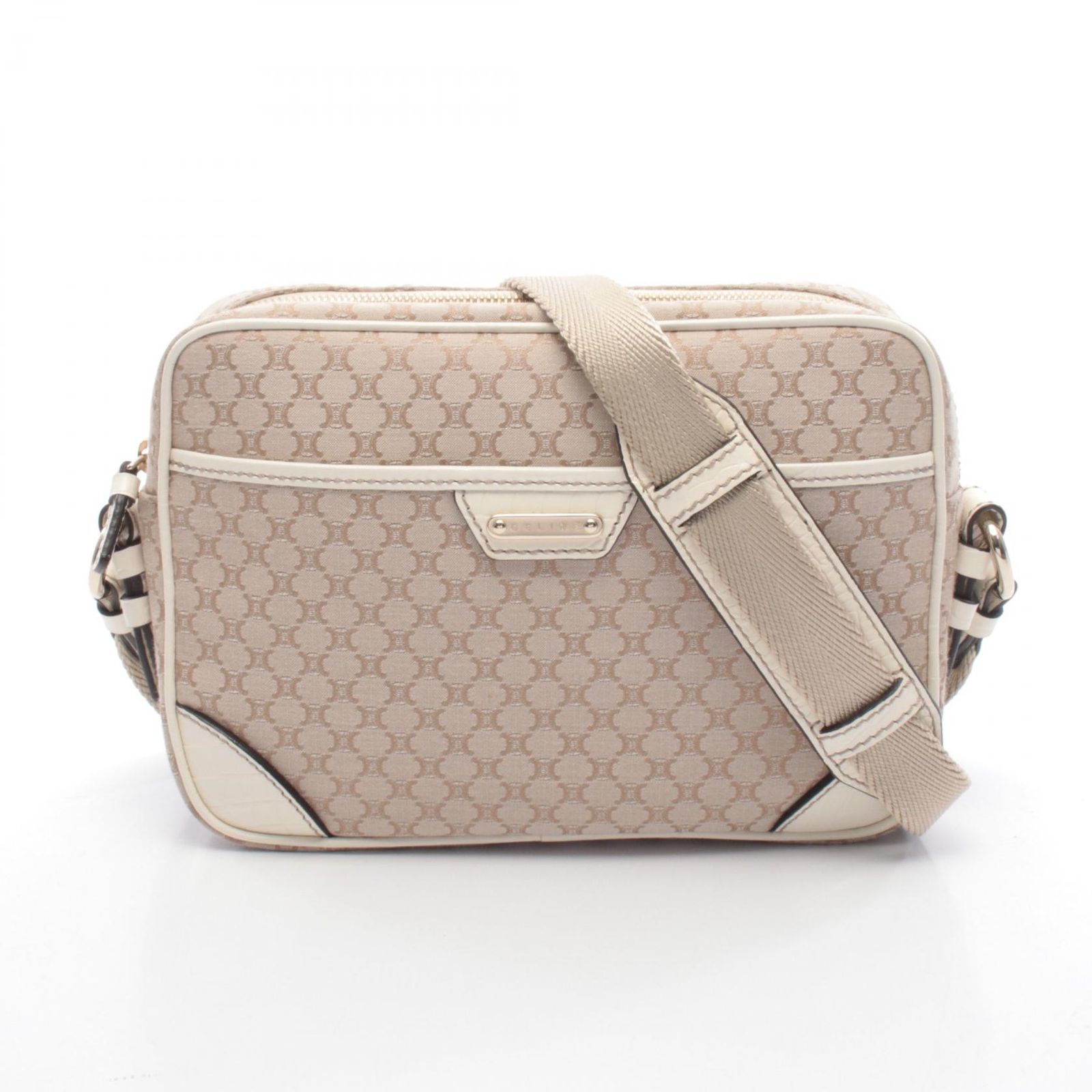 セリーヌ CELINE ショルダーバッグ マカダム ライトベージュ キャンバス レザー トリオンフ ショルダーバッグ レディース Used A 50,880円