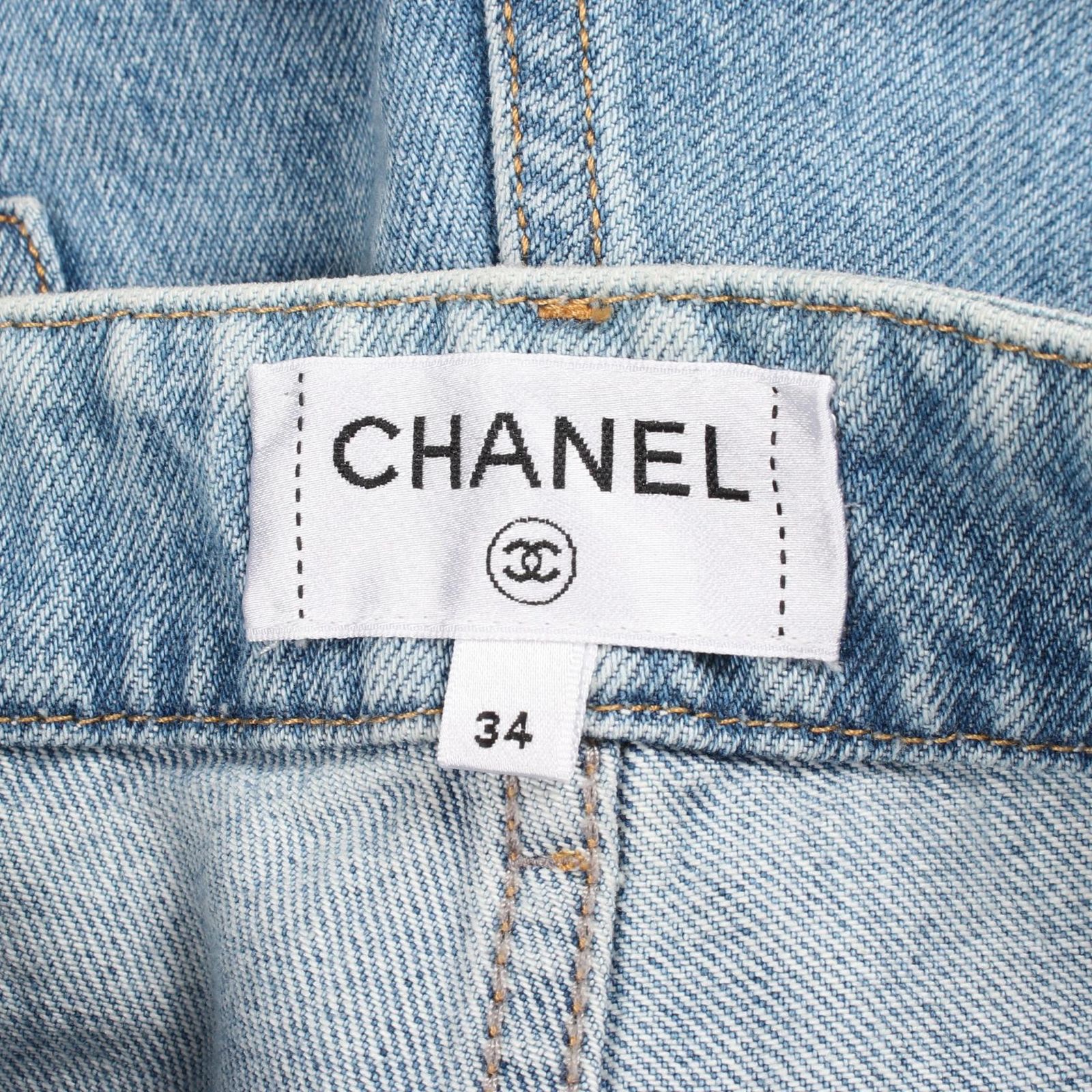 シャネル CHANEL デニムパンツ ココマークボタン リボン P80580V73058 