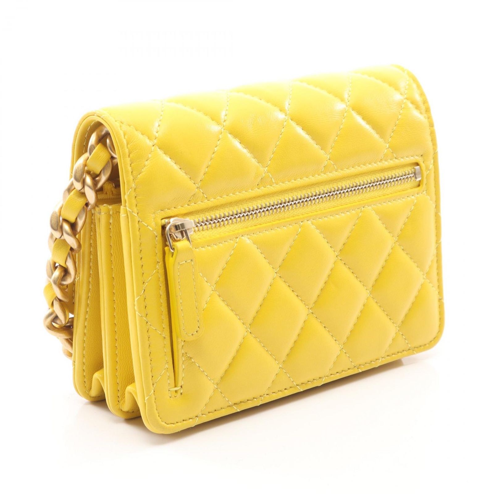 シャネル CHANEL ショルダーバッグ マトラッセ ラムスキン イエロー ゴールド レディース 送料無料【中古】 z0526 CHANEL - シャネル CHANEL ショルダーバッグ マトラッセ ラムスキン