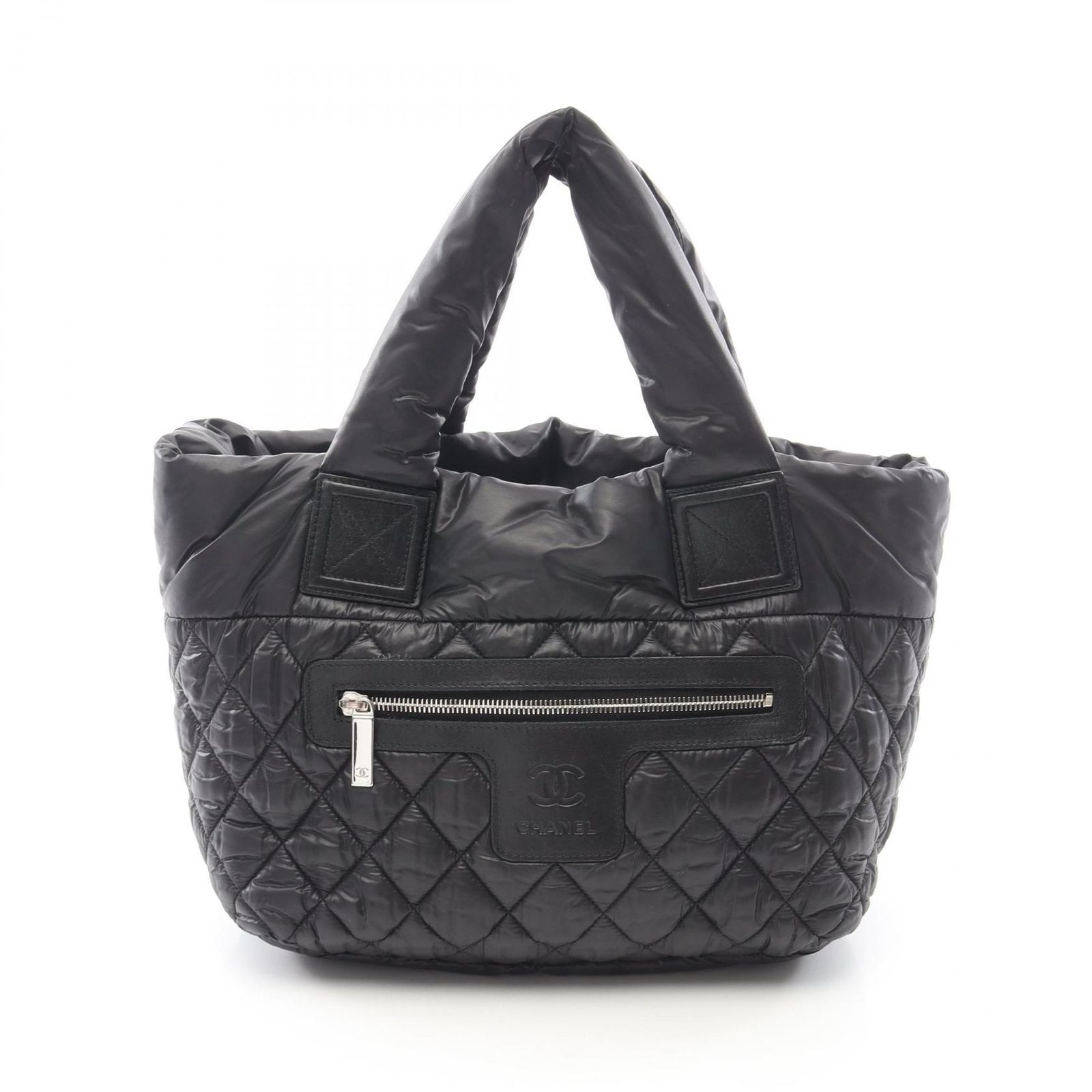 シャネル CHANEL トートバッグ コココクーン スモール ブラック ナイロン レザー ココ・コクーン スモール トートバッグ レディース Used B