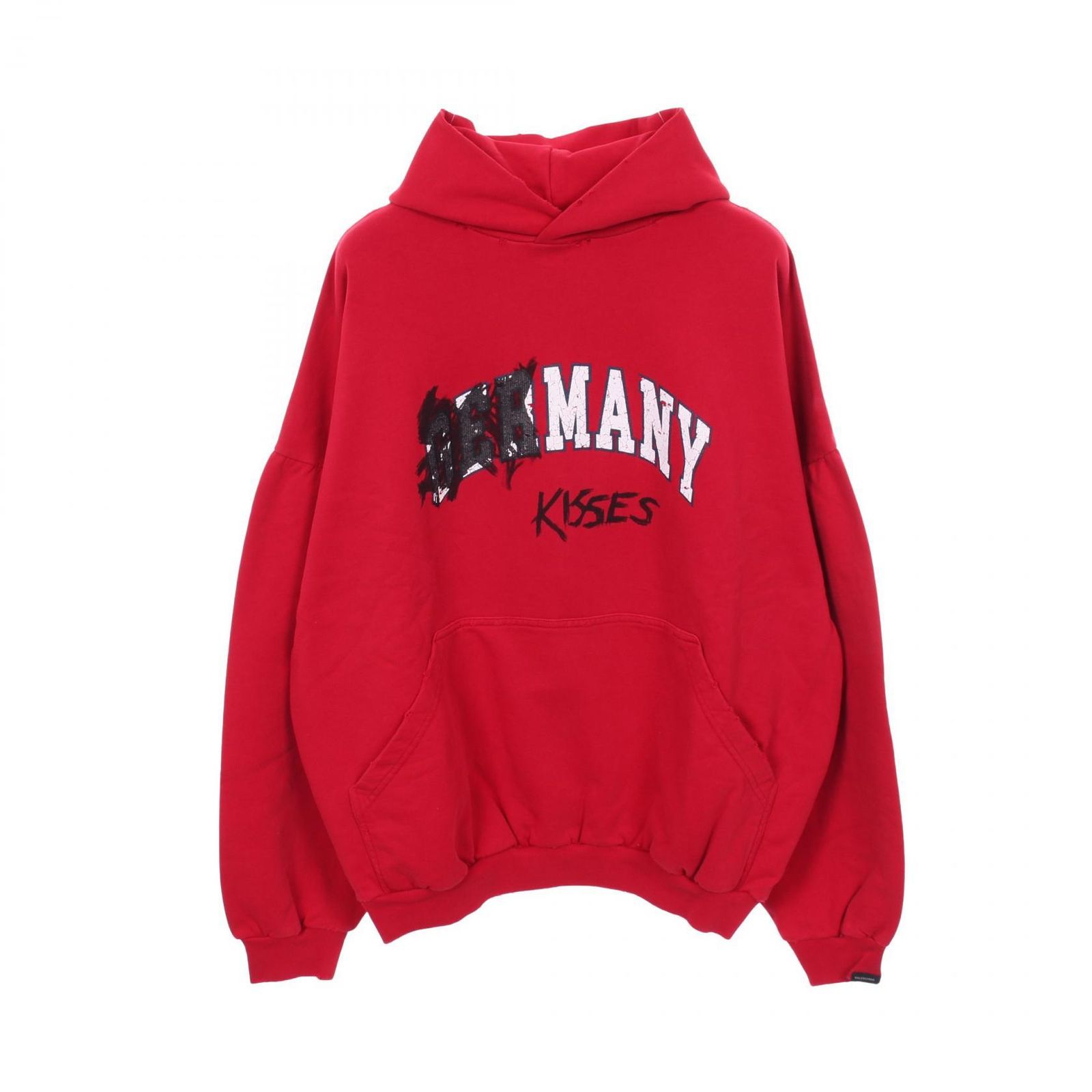 バレンシアガ BALENCIAGA パーカー MANY KISSES 761458 レッド コットン フーディー ユニセックス 未使用