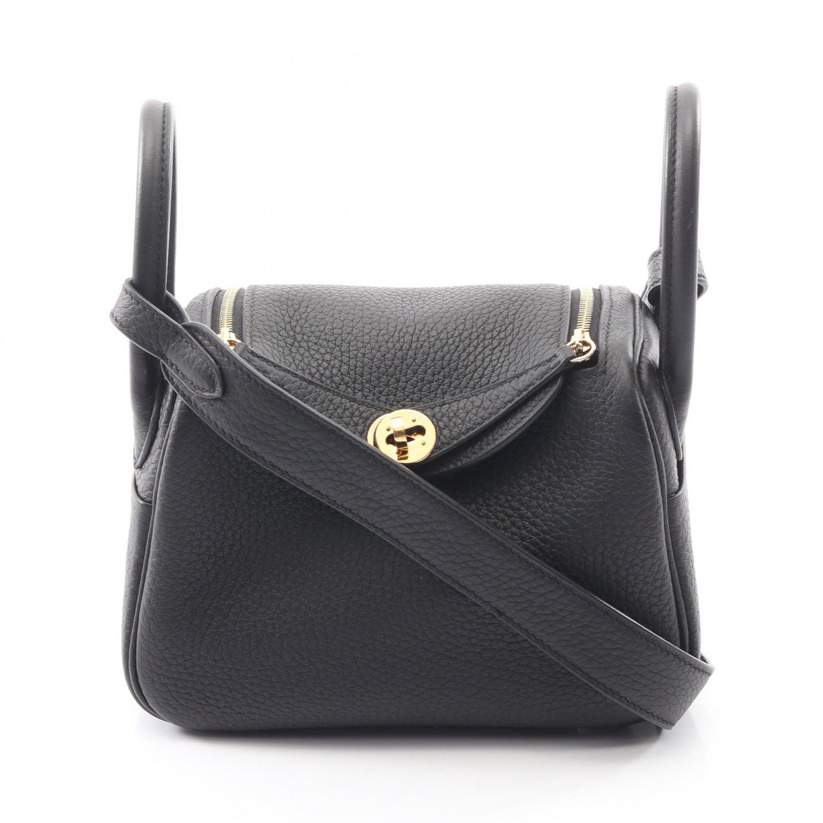 エルメス HERMES ショルダーバッグ リンディ ミニ ブラック レザー リンディミニ ブラック レディース Used A