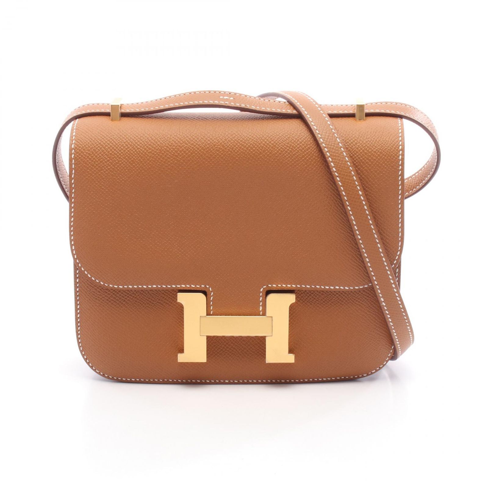 エルメス HERMES ショルダーバッグ コンスタンス3 ミニ ミロワール ゴールド レザー コンスタンス3ミニ ゴールド レディース Used A