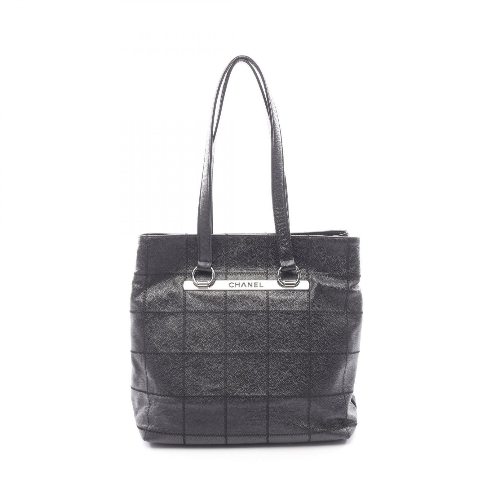 シャネル CHANEL トートバッグ チョコバー ブラック カーフ（牛革） チョコバー ショルダートート レディース Used A