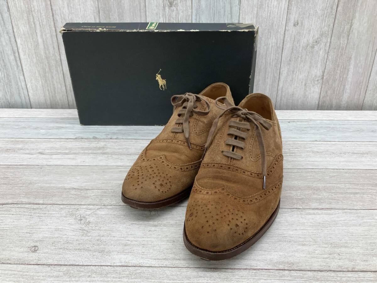 POLO RALPH LAUREN／ポロ・ラルフローレン／ウィングチップシューズ／25.5cm／EE／メンズ／スチールチップ／スエード／キャメル
