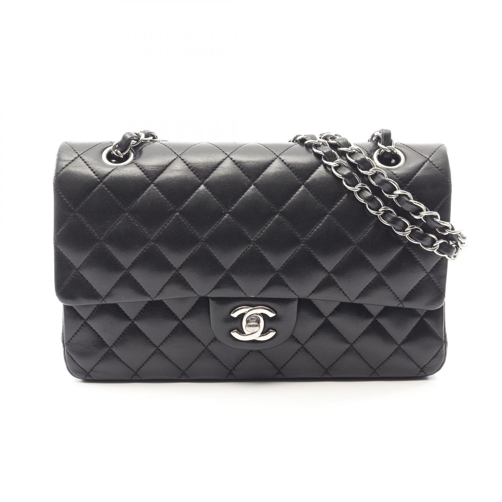 シャネル CHANEL ショルダーバッグ マトラッセ Wフラップ A01112 ブラック ラムスキン(羊革) マトラッセ ダブルフラップ チェーンショルダー レディース Used A