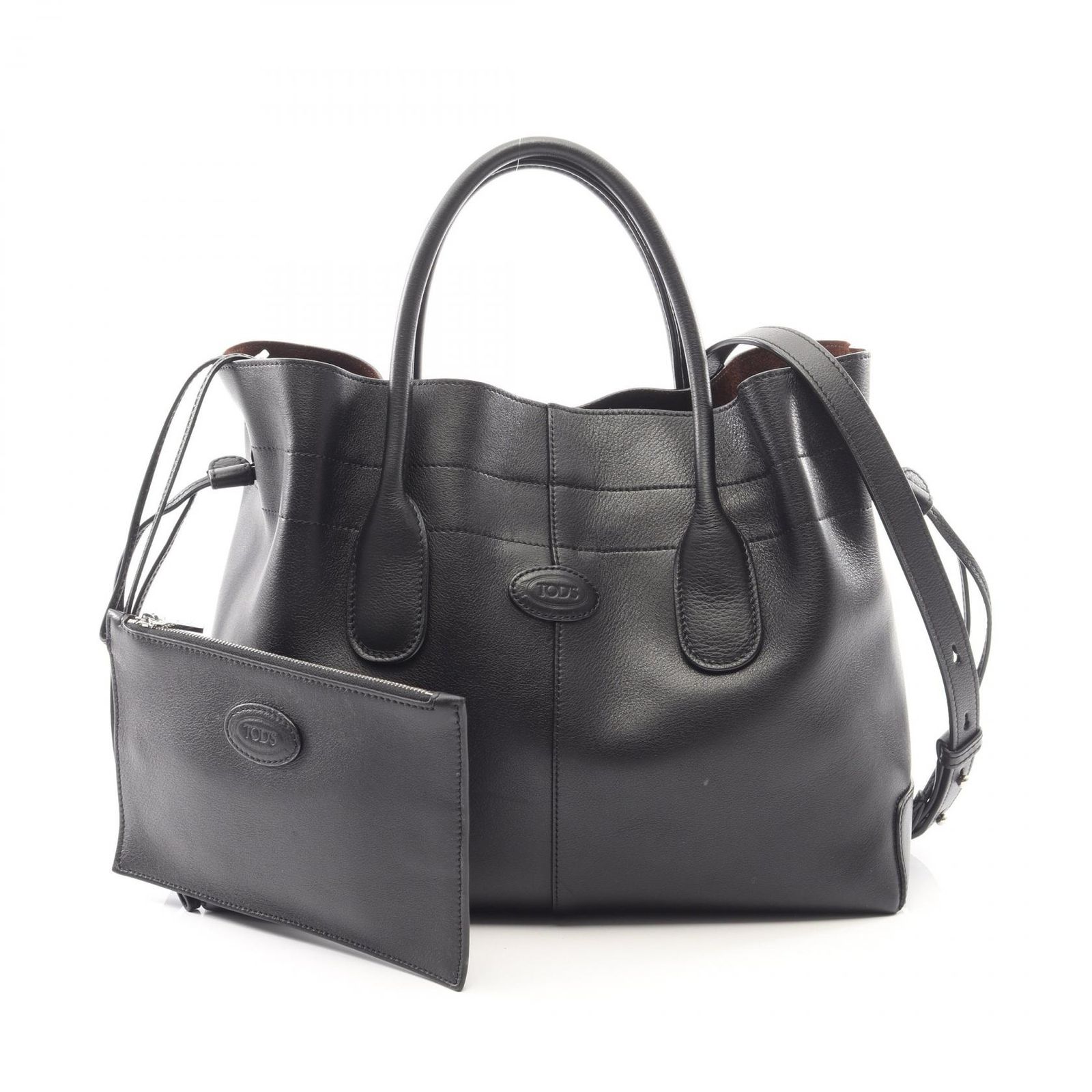 トッズ TOD'S ハンドバッグ DI ドローストリング 2WAY ブラック レザー Di ドローストリング バケット バッグ ミディアム レディース Used A
