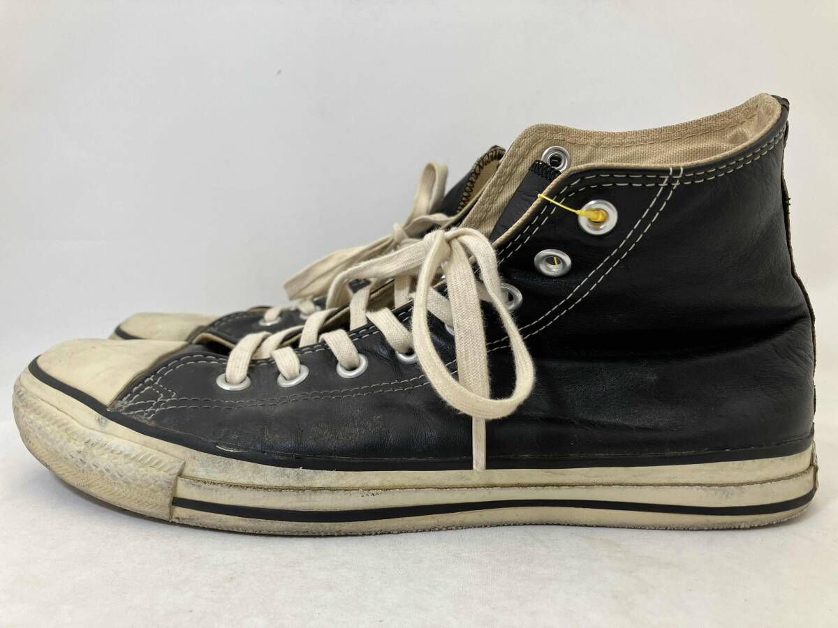 converse コンバース ALL STAR レザーハイカットスニーカー メンズシューズ 90s サイズ8 1/2 ブラック アメリカ USA製 擦れ等有
