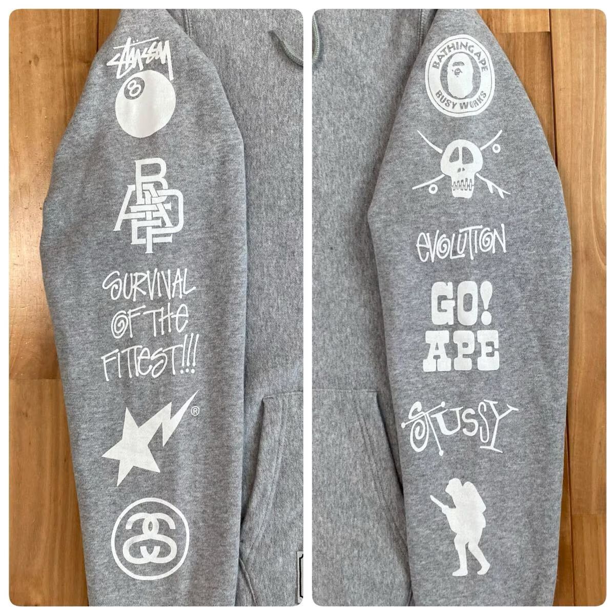 STUSSY × BAPE LOGO フルジップ パーカー Mサイズ a bathing ape full
