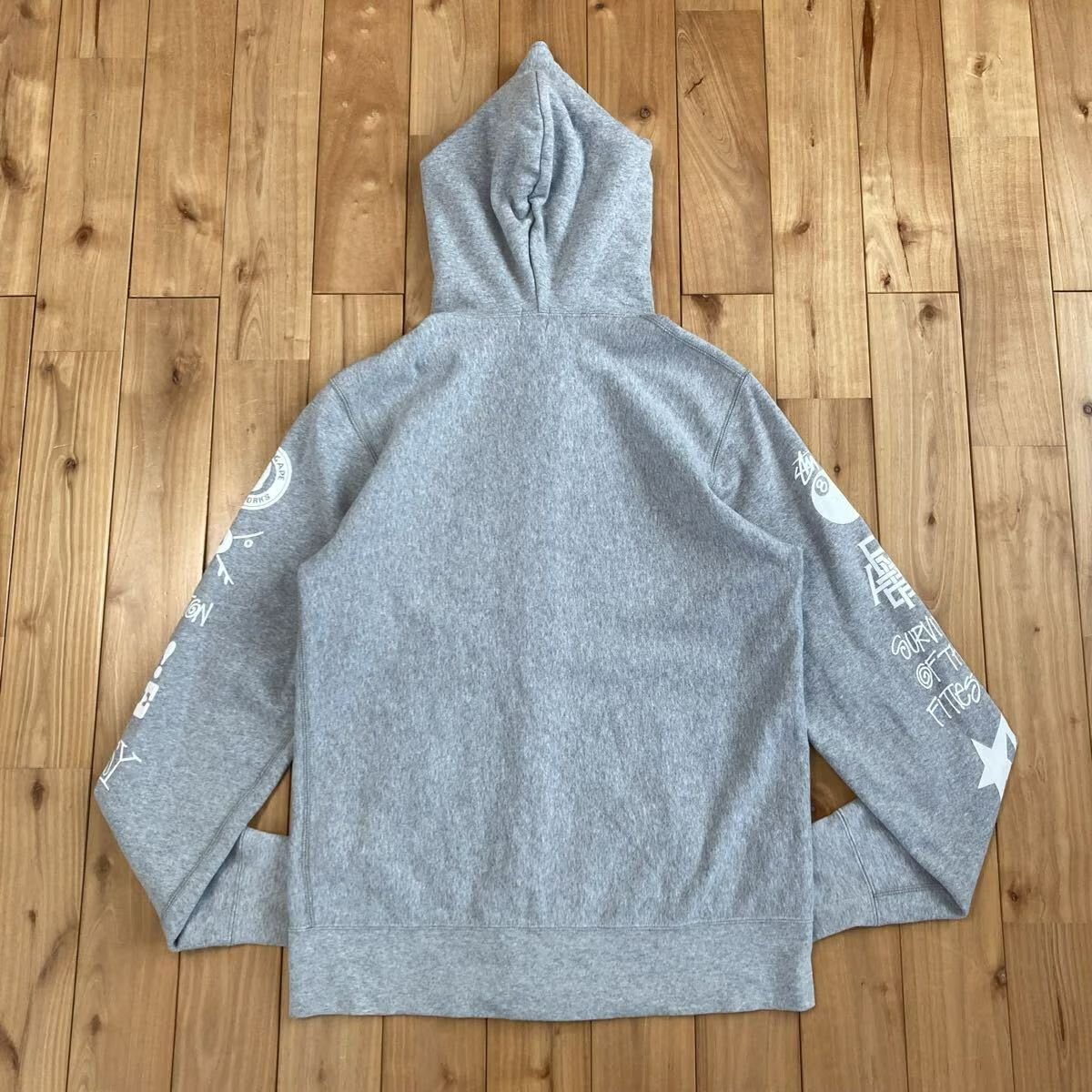 STUSSY × BAPE LOGO フルジップ パーカー Mサイズ a bathing ape full
