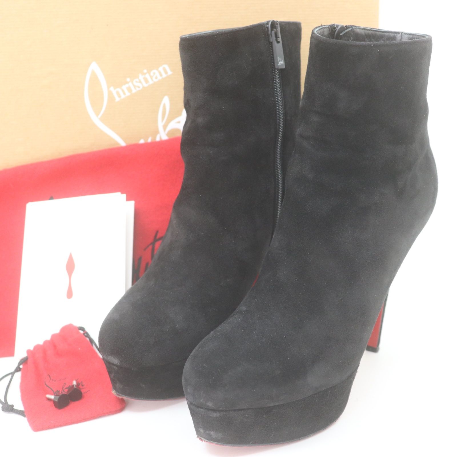 クリスチャンルブタン ブーティ ピンヒール スエード 黒 38 ITF8R6UUT55O Christian Louboutin クリスチャン ルブタン スエード
