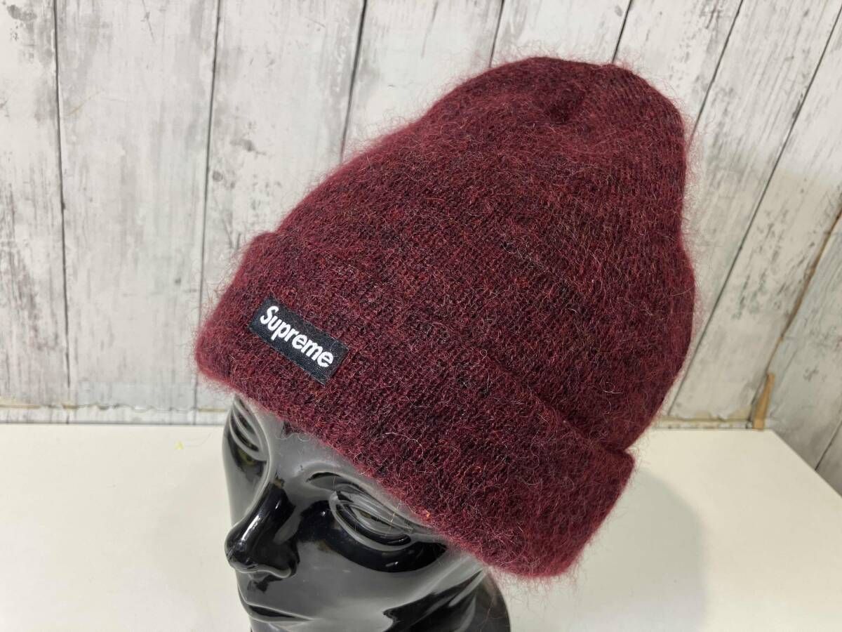 Supreme シュプリーム ミニボックスロゴ モヘア ビーニー ワイン ボルドー ストリート