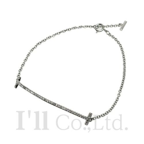 Tiffany&Co.　ティファニー　Tスマイル　ブレスレット　ミディアム　60150745　750WG　ダイヤモンド0.14ct　ブランドジュエリー　Tモチーフ　＃M　Au750　K18WG　ホワイトゴールド　18金【中古】【83589】