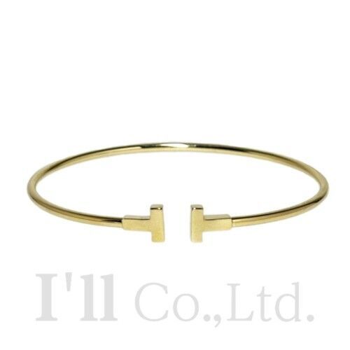 Tiffany&Co.　ティファニー　Tワイヤー　ナロー　ブレスレット　ミディアム　60010760　750YG　＃M　Tモチーフ　Tコレクション　オープン　バングル　Au750　K18YG　イエローゴールド　18金【中古】【86345】