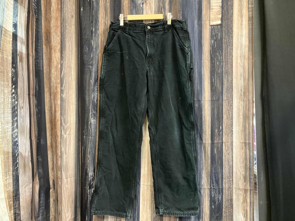 Carhartt カーハート ルーズフィット ウォッシュド ダック フランネル ラインド ユーティリティー ワークパンツ B111BLK ブラック 36