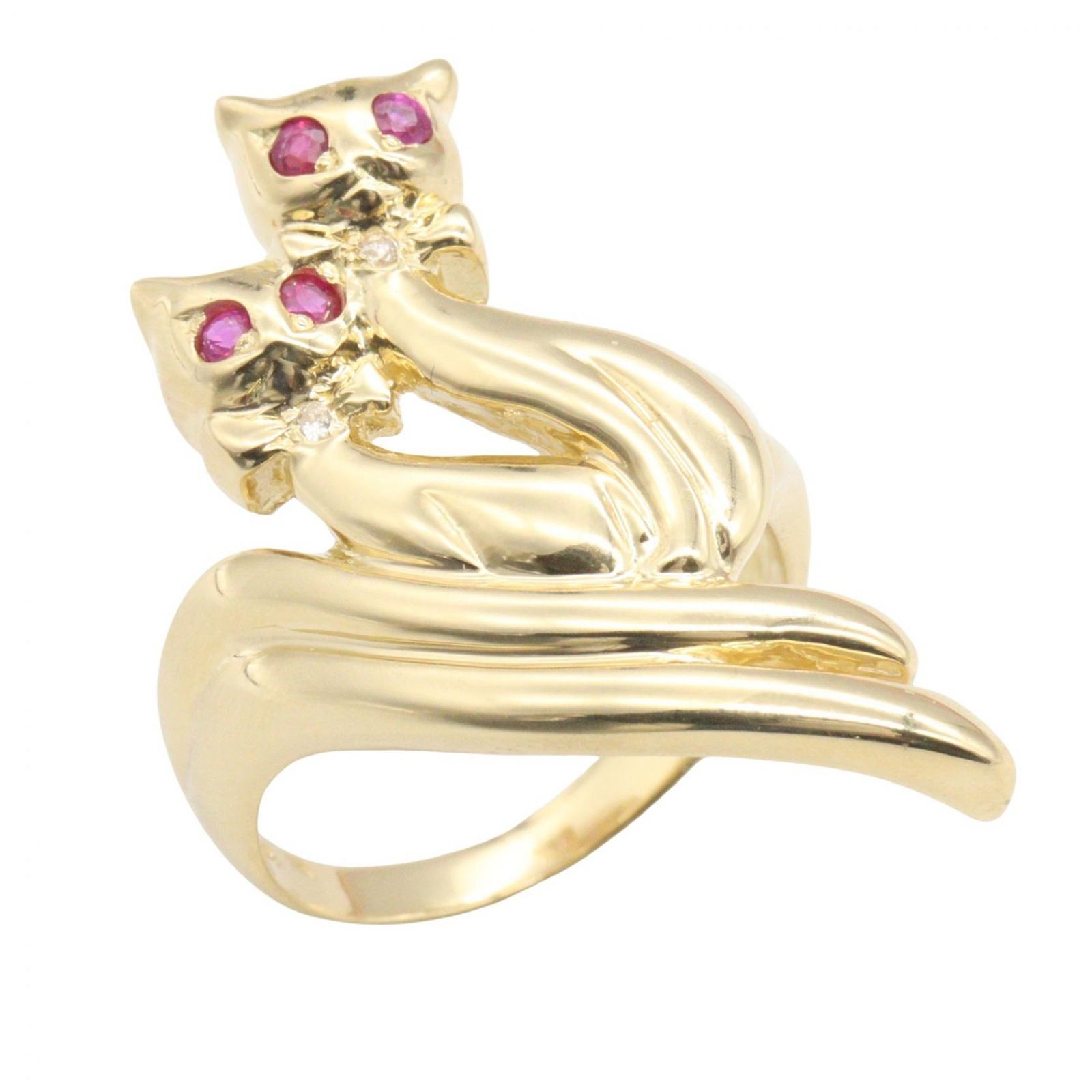 ジュエリー JEWELRY リング・指輪 ネコモチーフ リング K18 7.8g #11 K18（イエローゴールド） ネコモチーフ リング レディース Used A